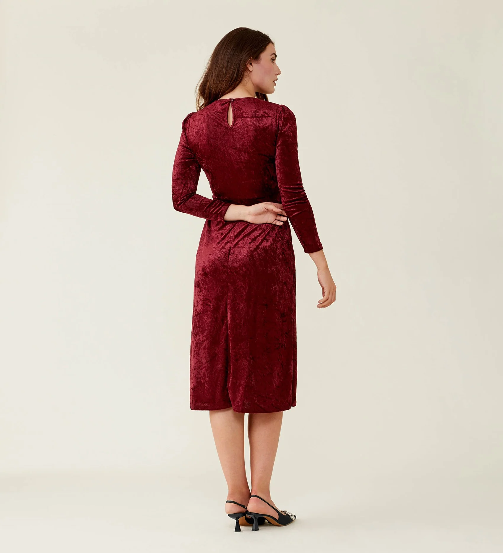 Abel Burgundy Velvet Dress - Image 4