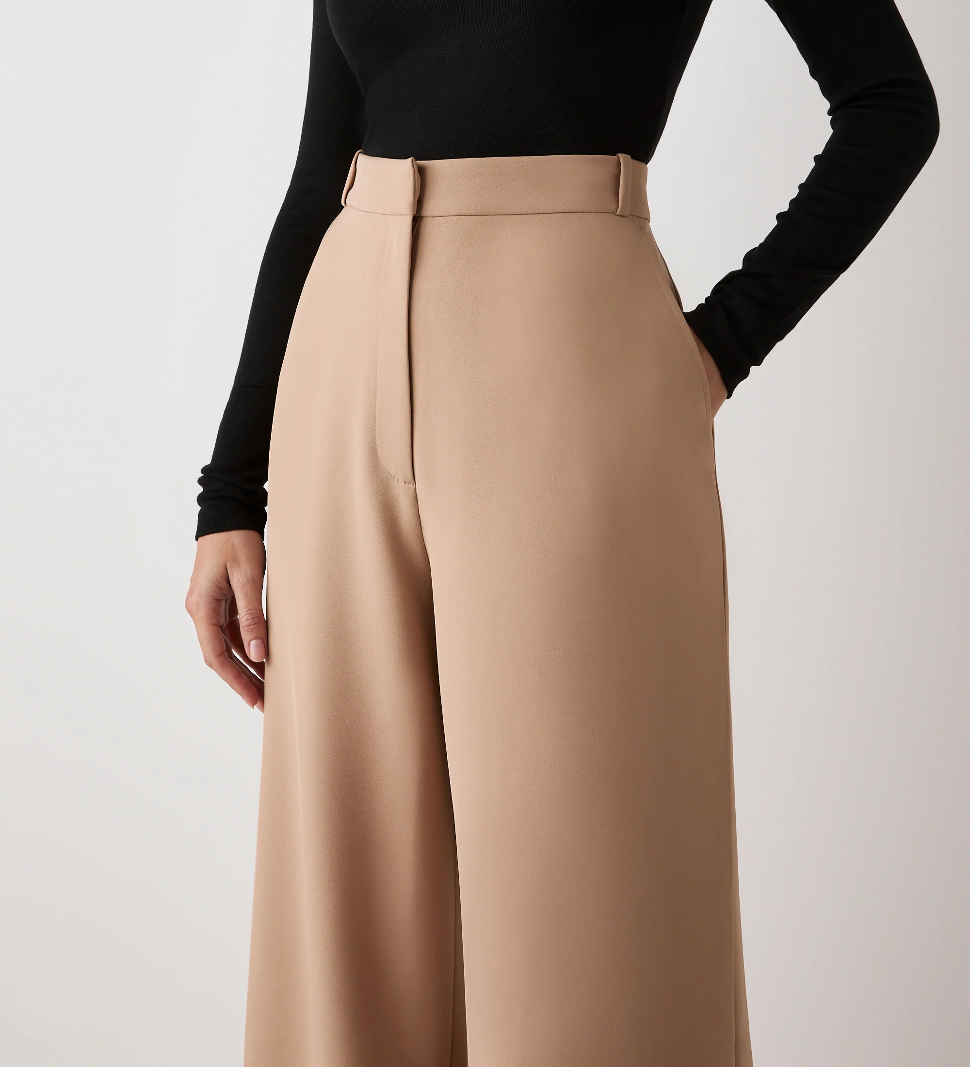 Addie Camel Wide Leg Trousers - Image 3