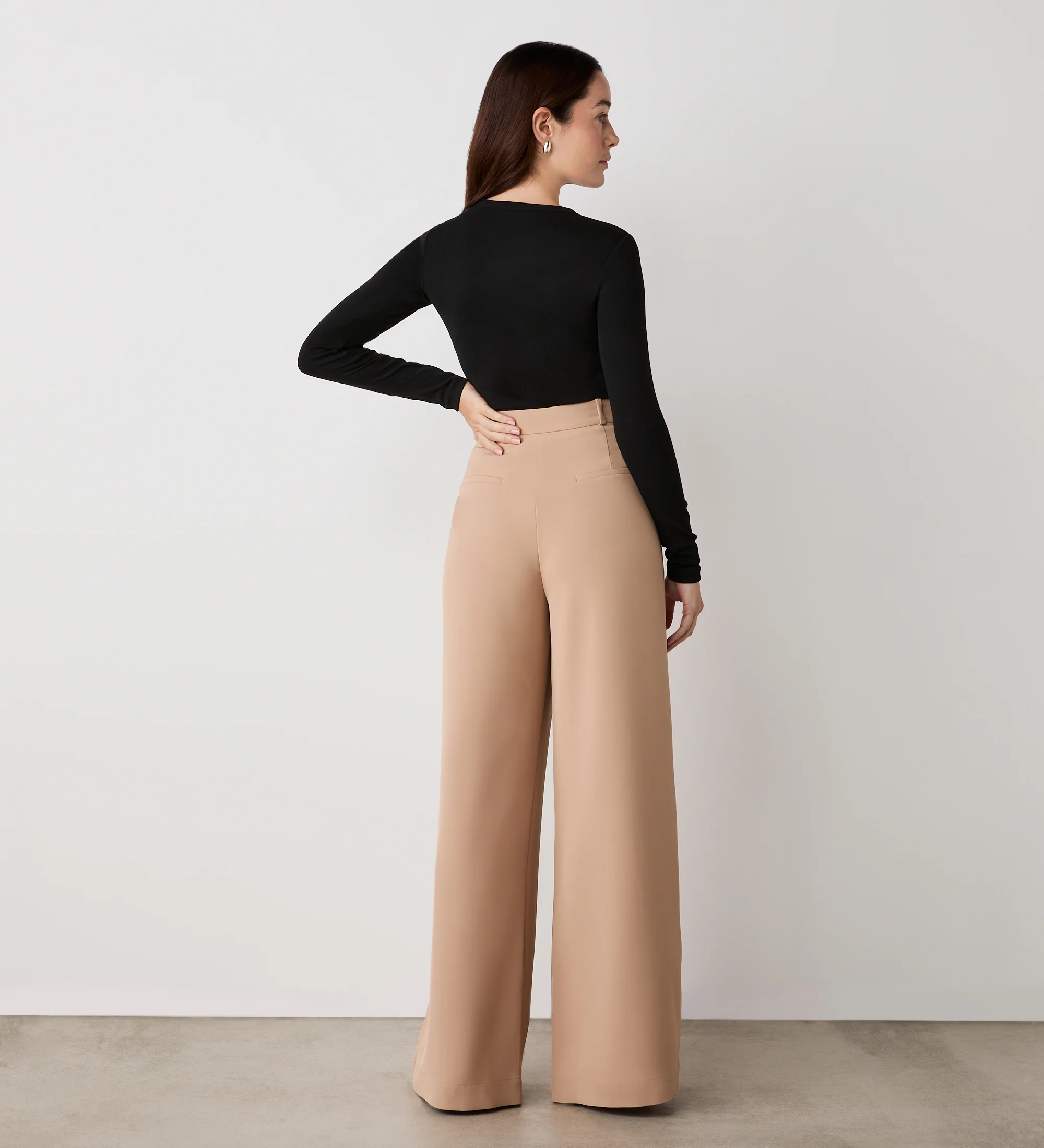 Addie Camel Wide Leg Trousers - Image 4