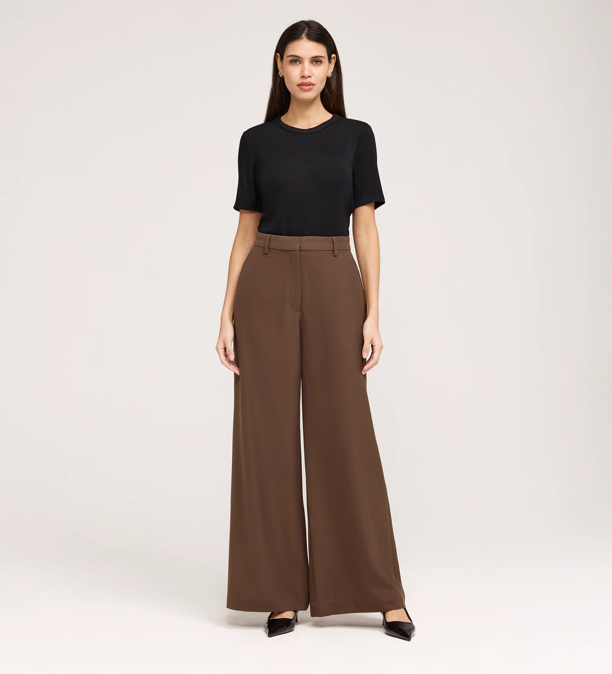 Addie Mushroom Gaberdine Twill Wide Leg Trousers - Image 4