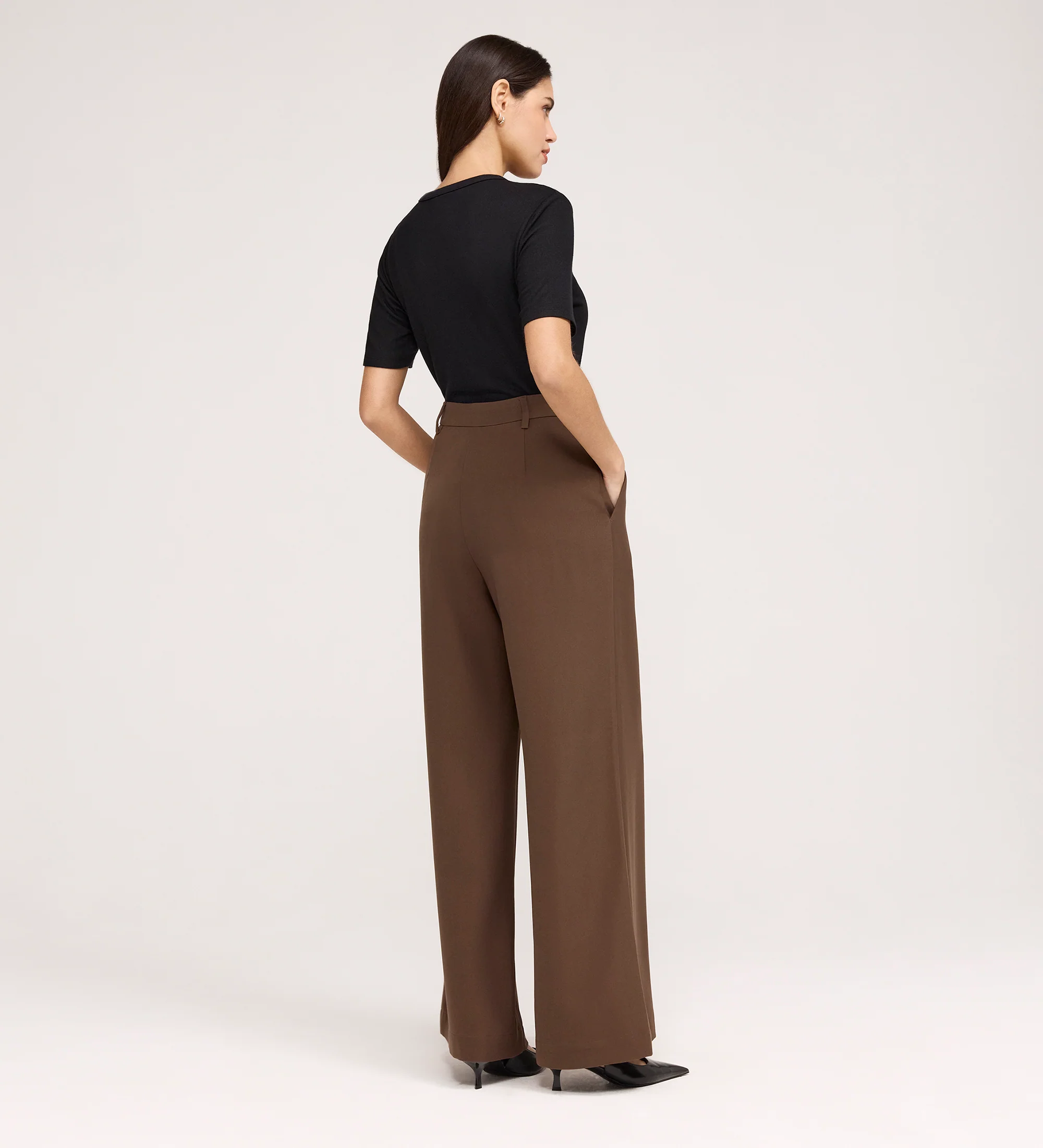Addie Mushroom Gaberdine Twill Wide Leg Trousers - Image 5