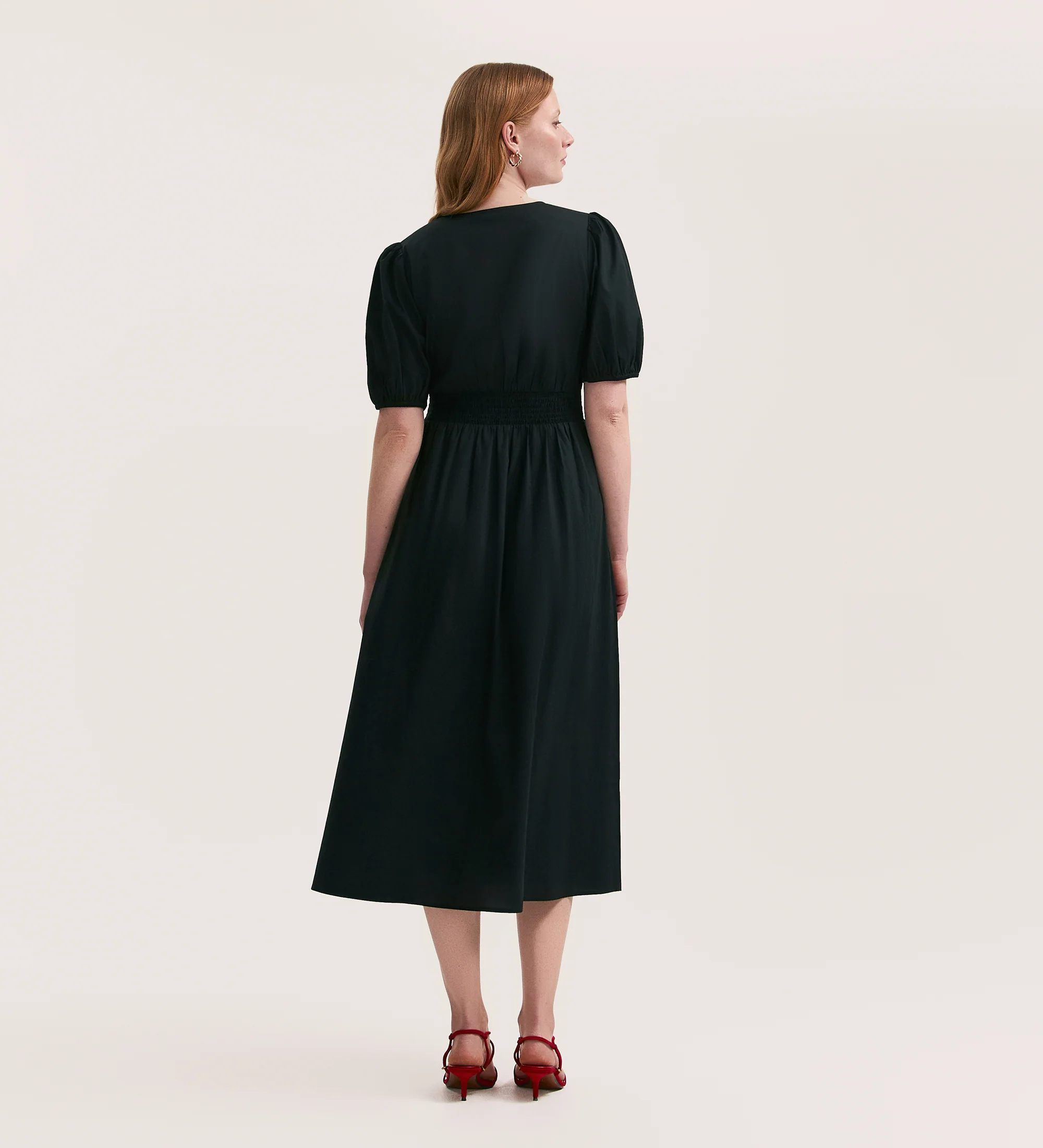 Addison Black Cotton Midi Tea Dress - Image 4