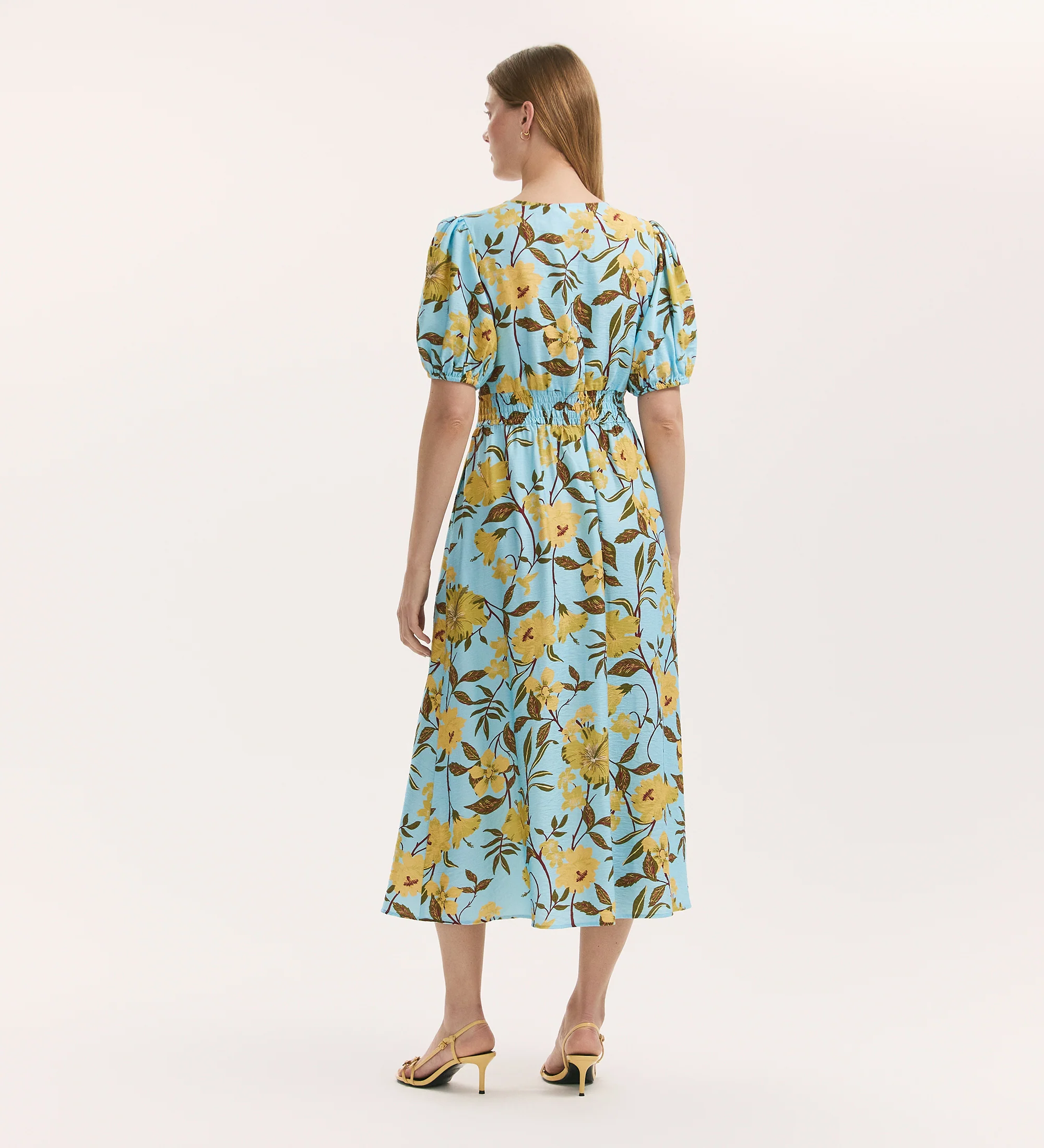Addison Blue Floral Button Through Midi Dress - Image 4