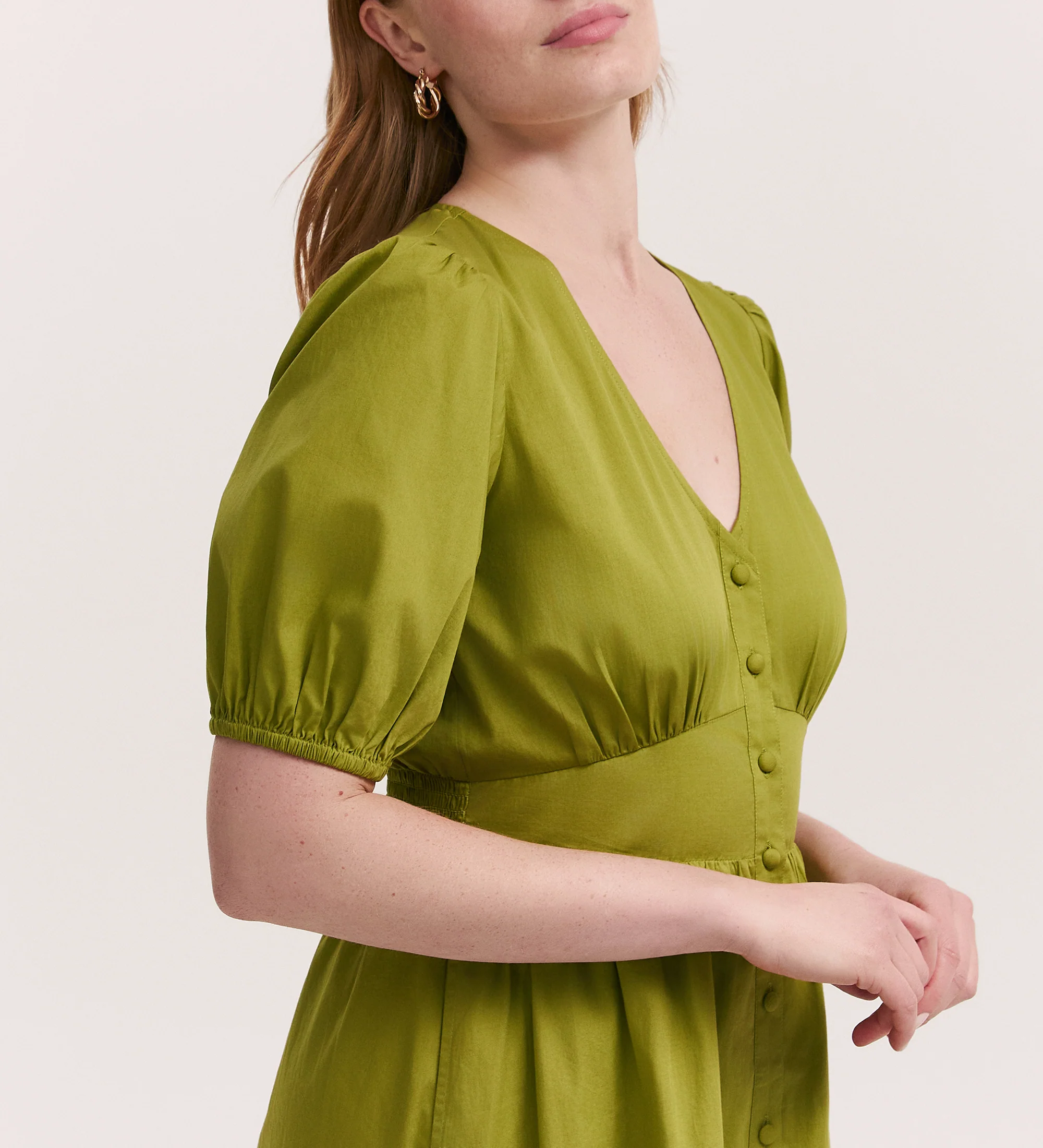 Addison Light Green Cotton Midi Tea Dress - Image 2