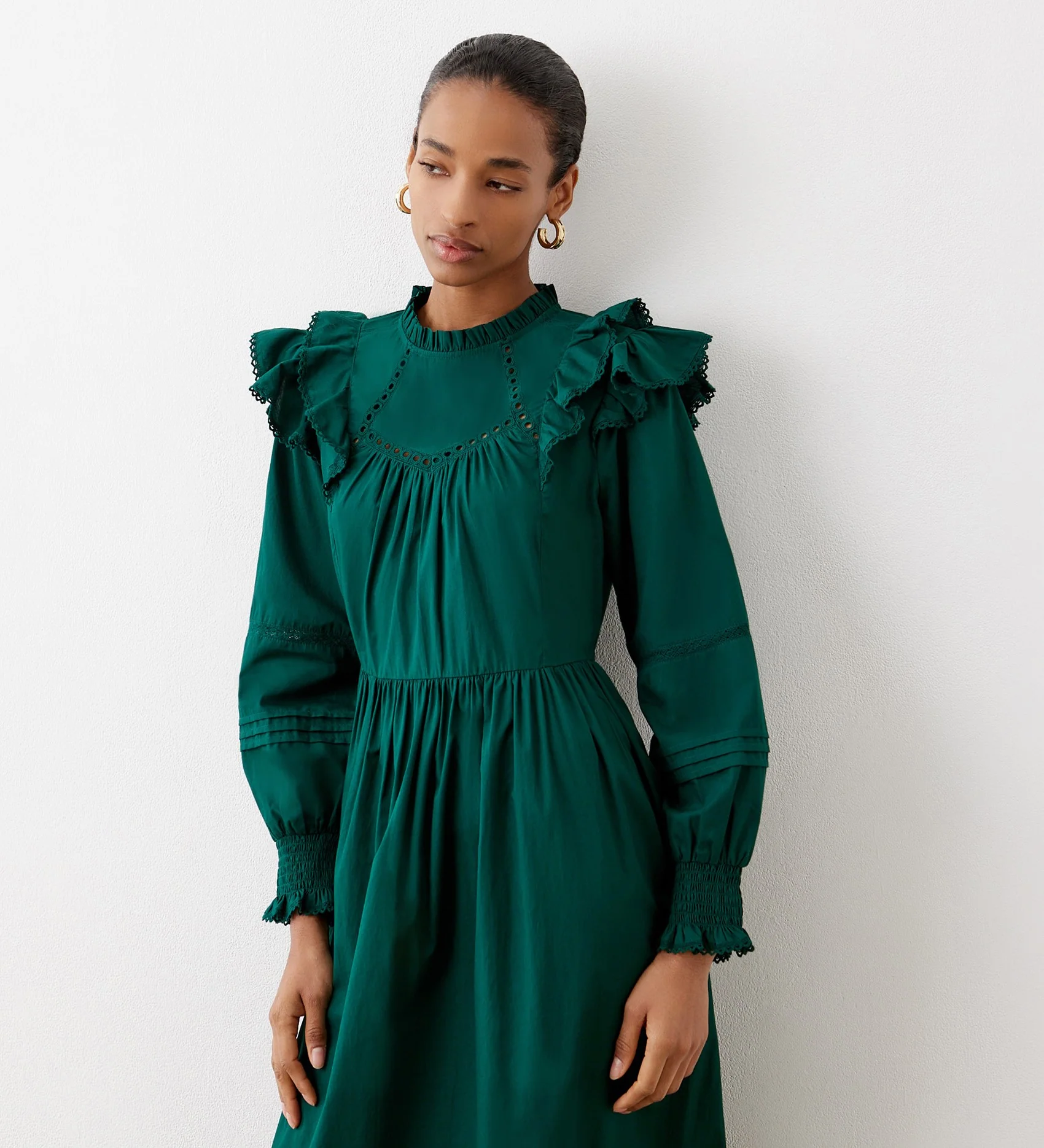 Adela Green Cotton Midi Dress - Image 2