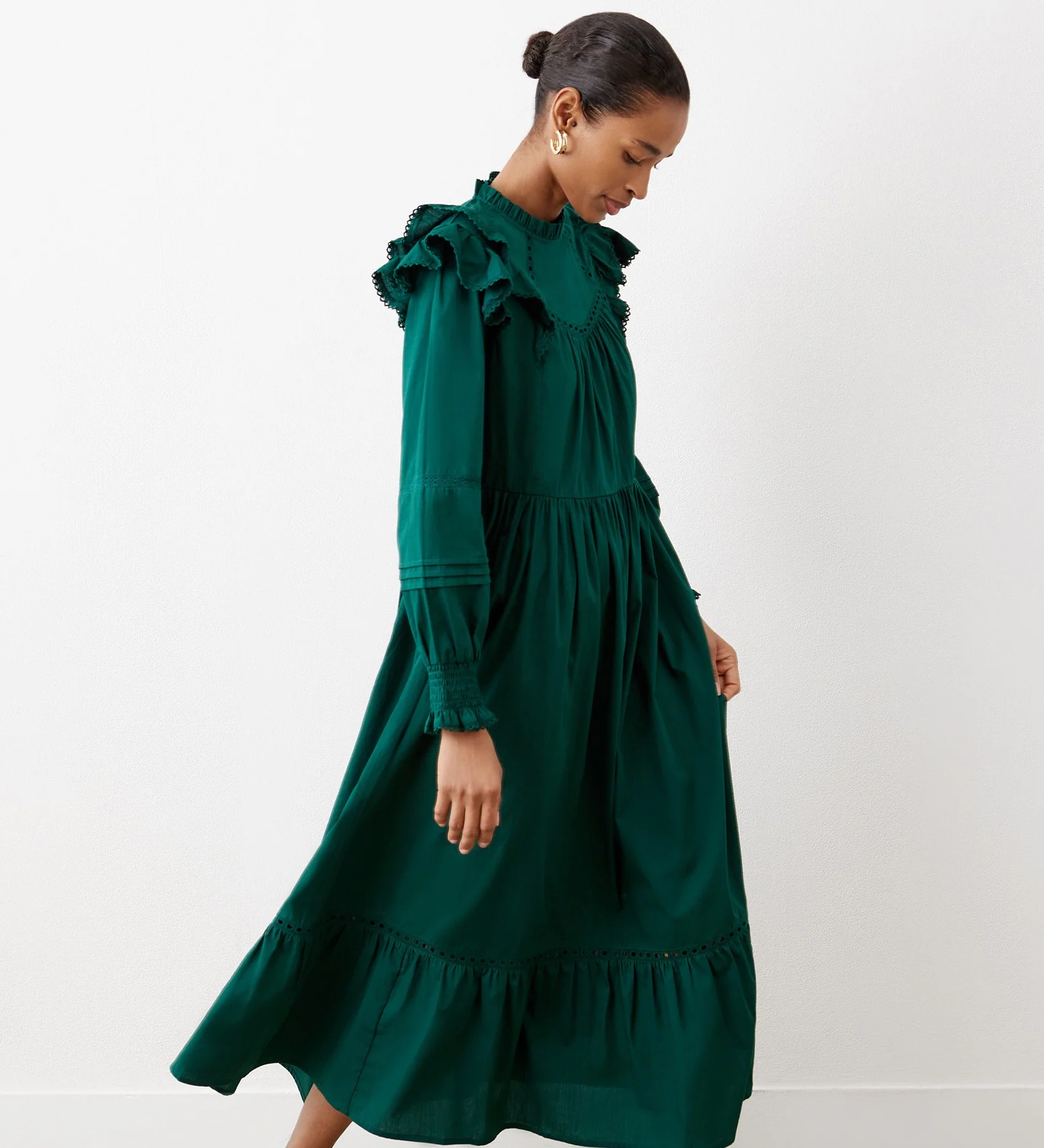 Adela Green Cotton Midi Dress - Image 3