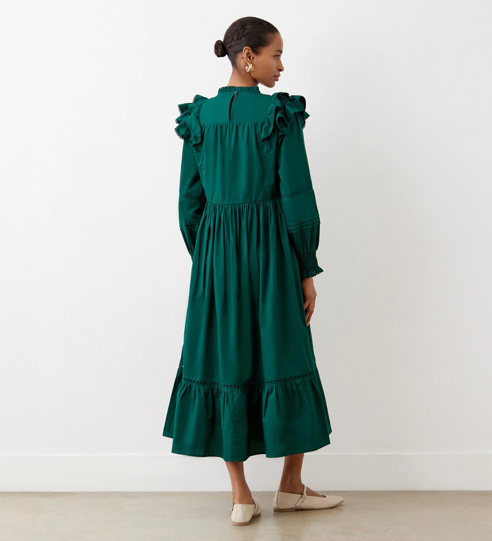 Adela Green Cotton Midi Dress - Image 5