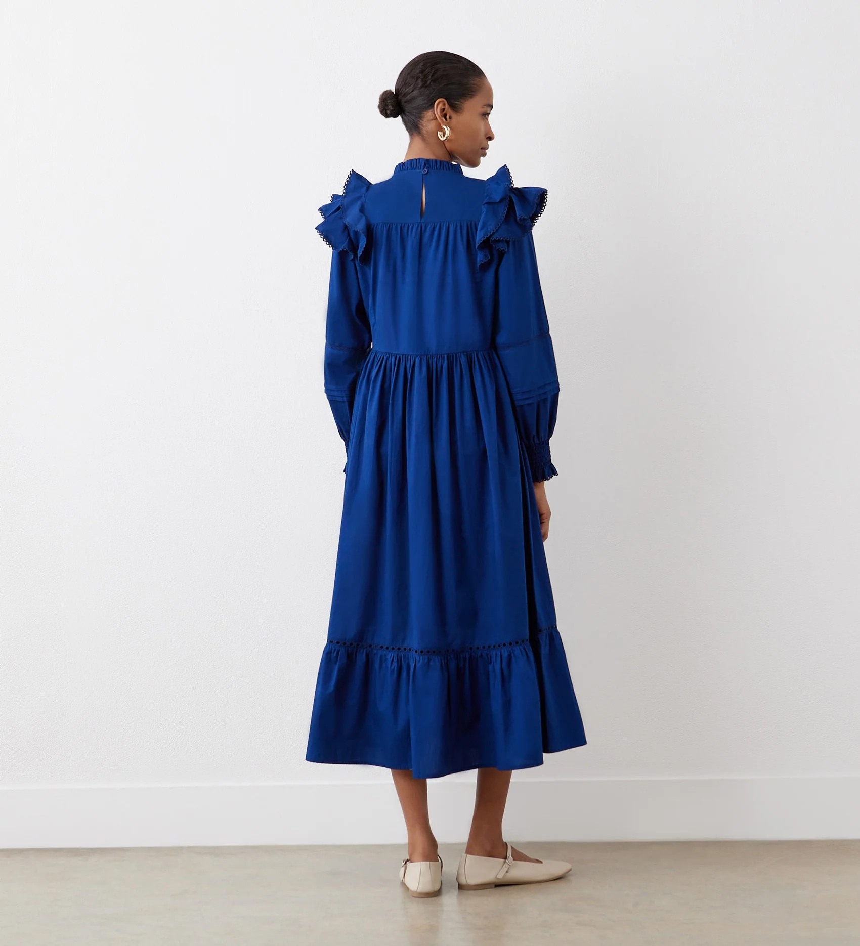 Adela Indigo Cotton Midi Dress - Image 4
