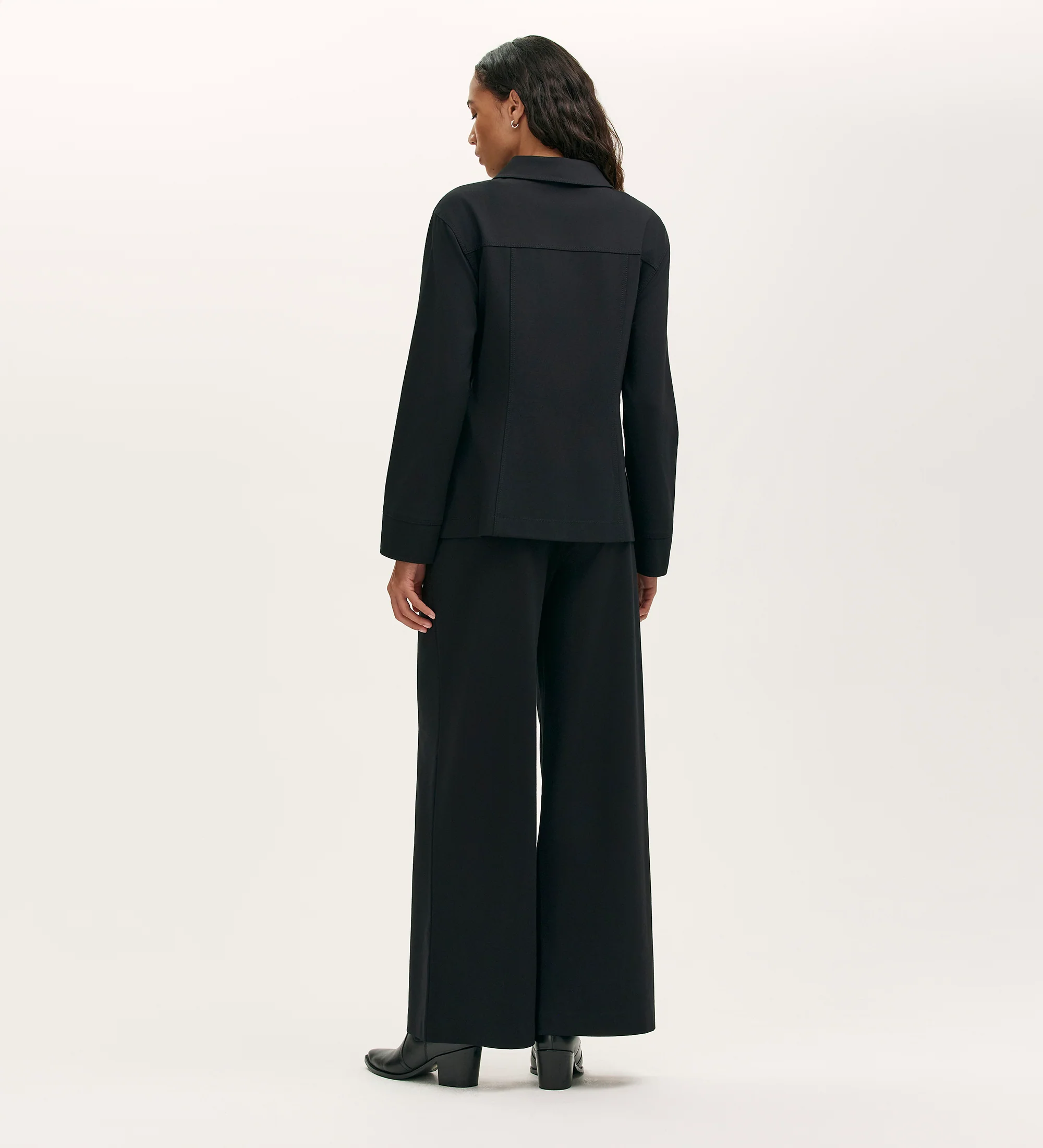 Agness Black Ponte Jersey Button Down Jacket - Image 4