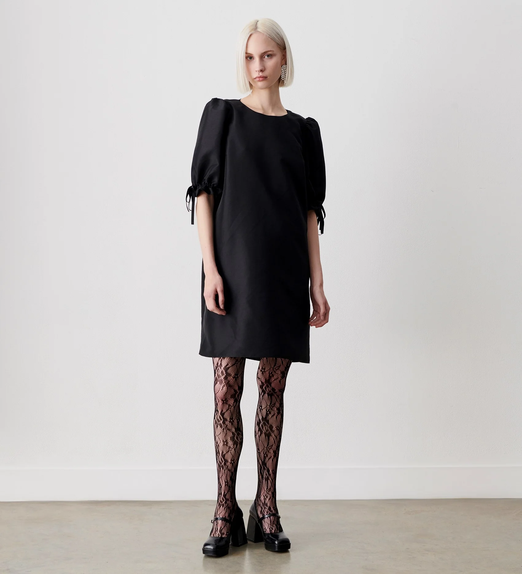 Ailish Black Taffeta Knee Length Dress - Image 3
