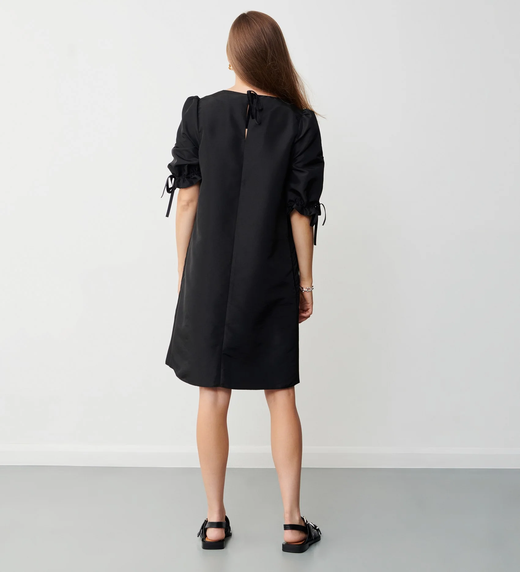 Ailish Black Taffeta Knee Length Dress - Image 6