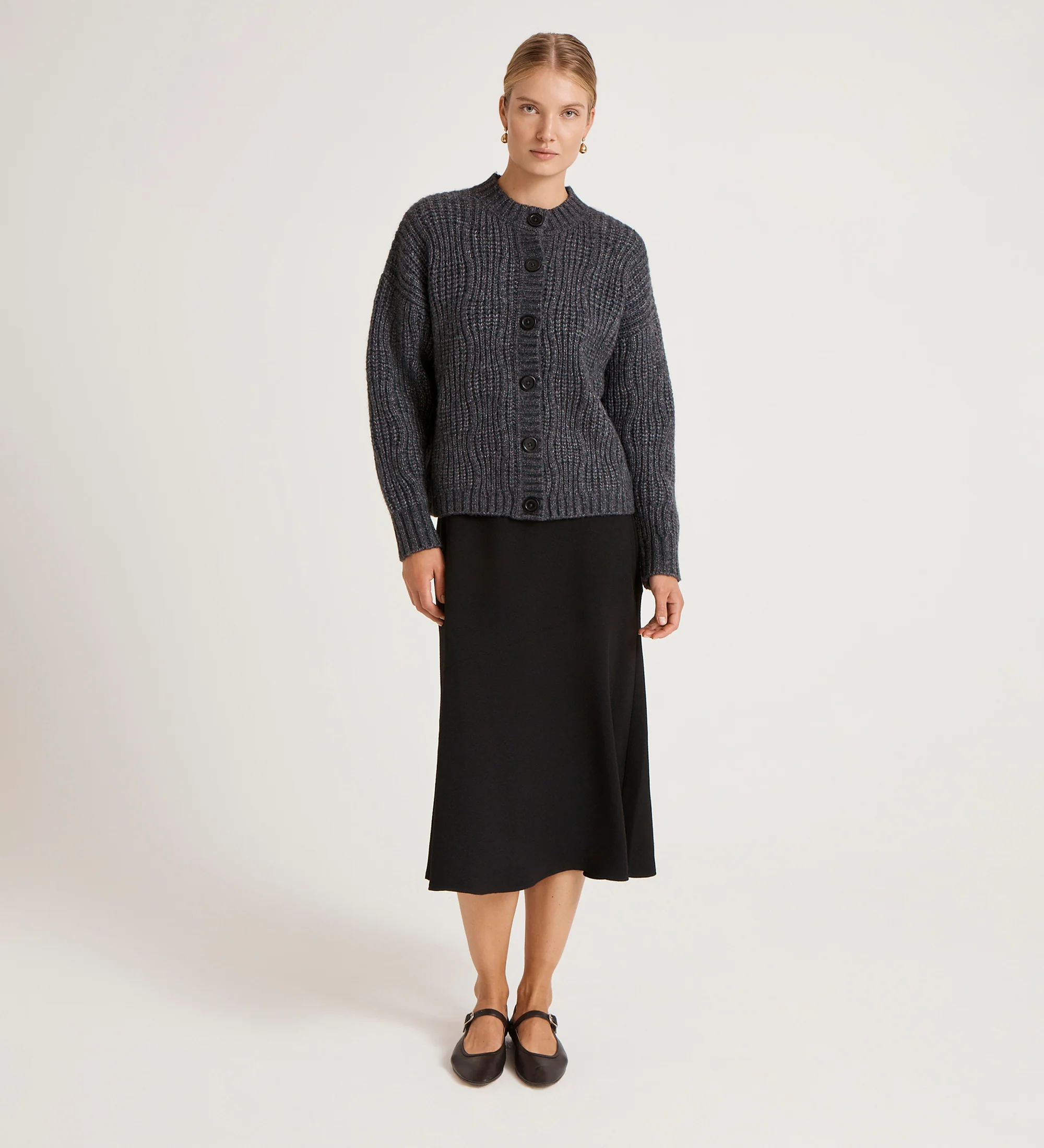 Ailsa Charcoal Knitted Cardigan - Image 2