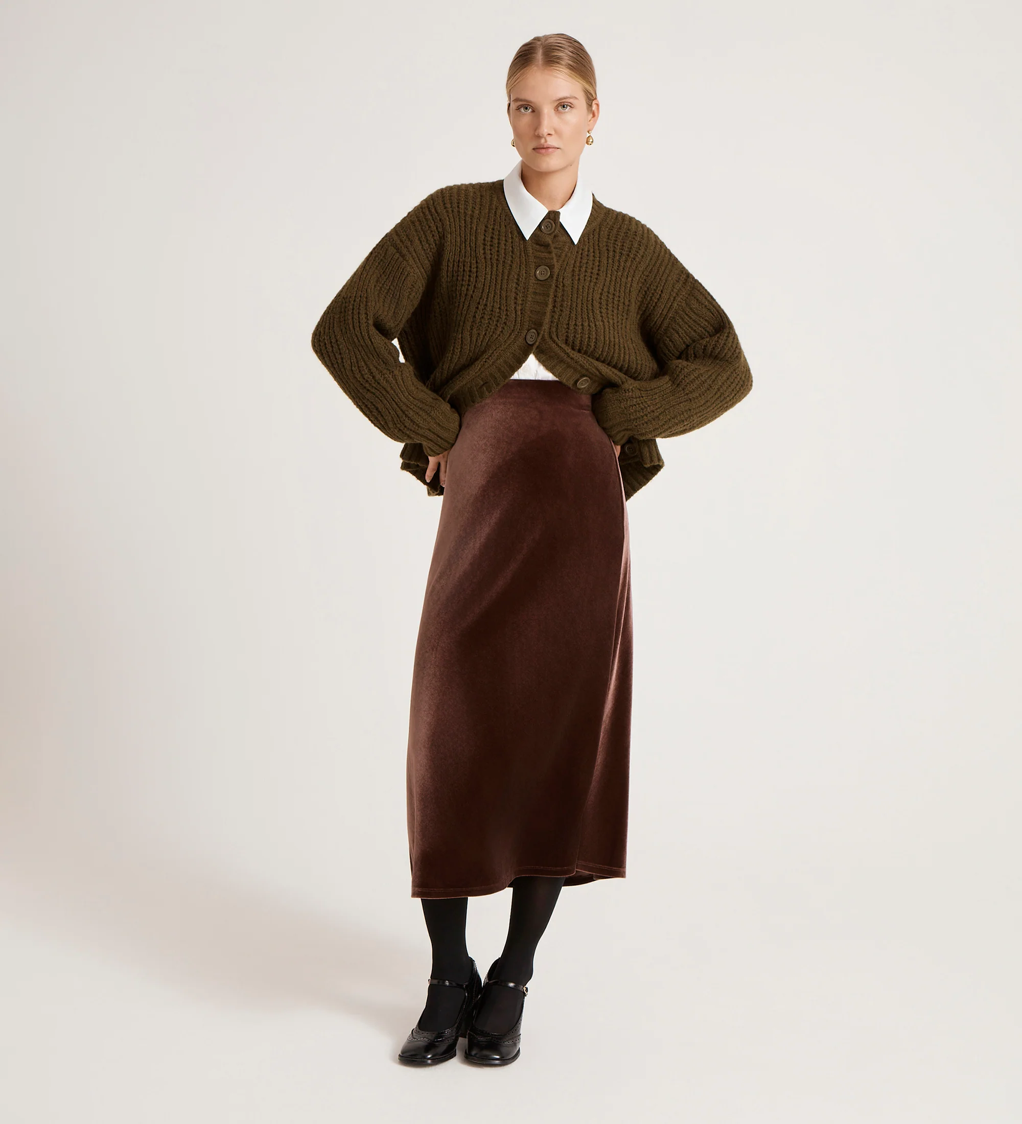 Ailsa Khaki Knitted Cardigan - Image 2