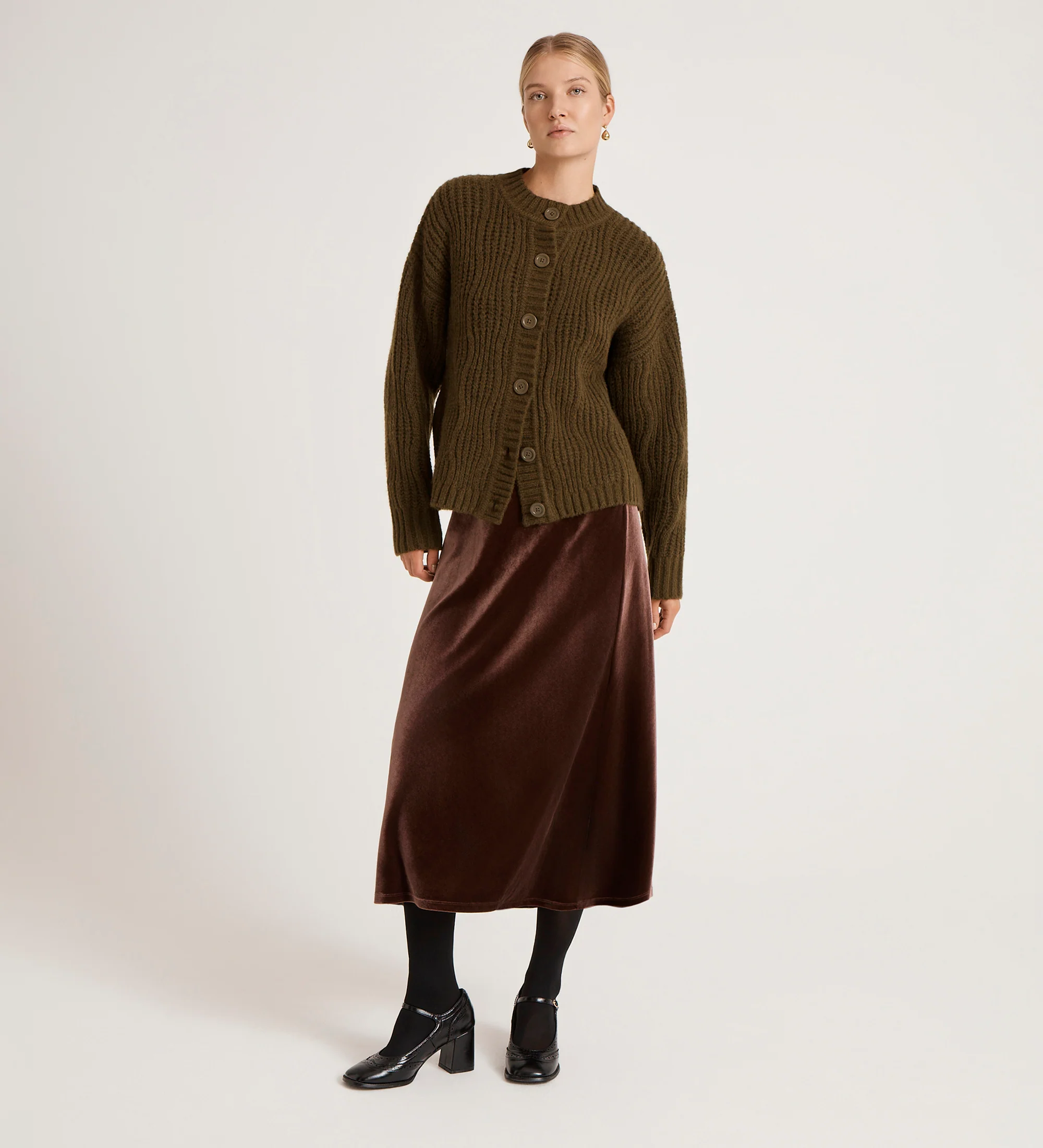 Ailsa Khaki Knitted Cardigan - Image 3