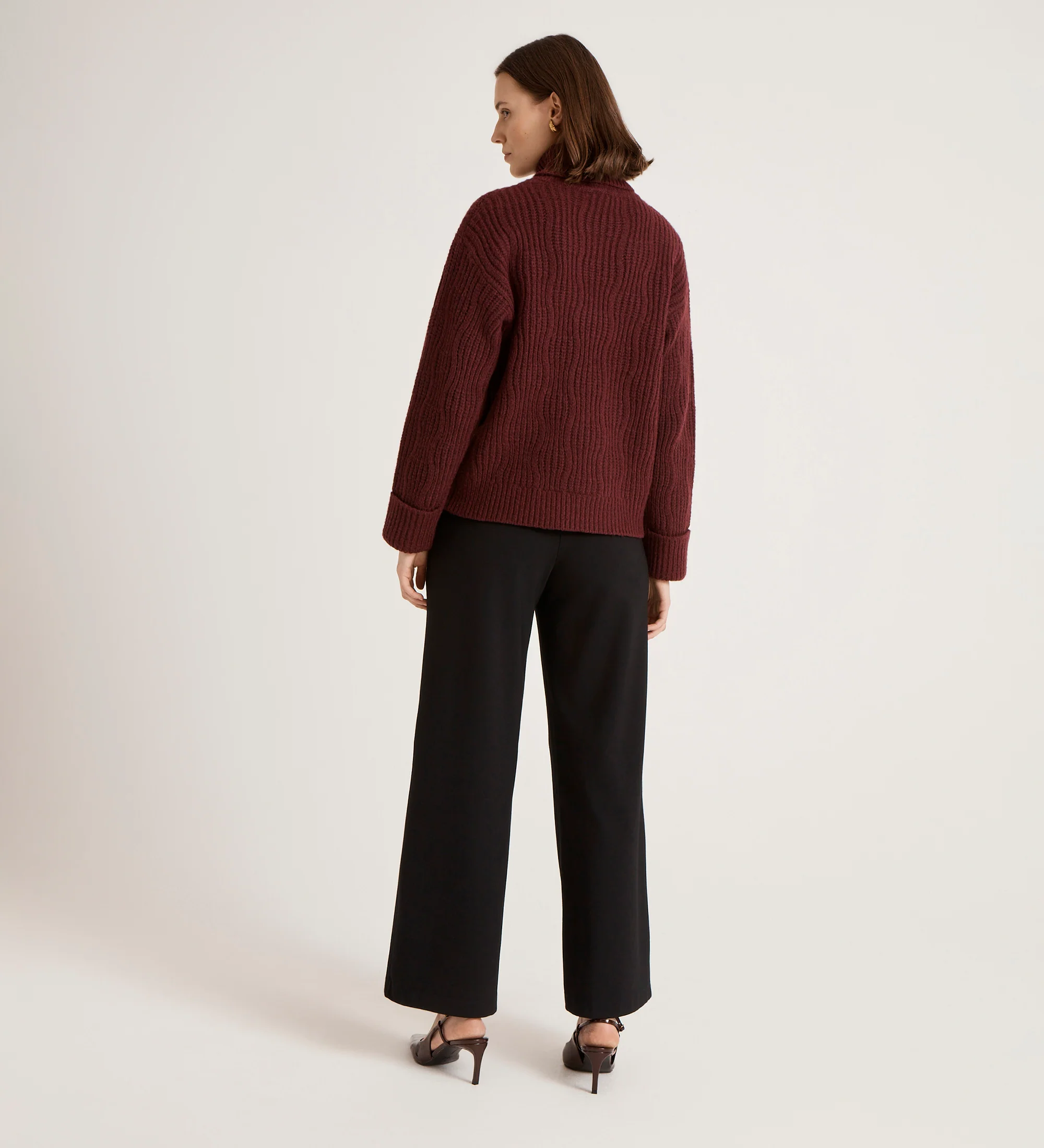 Albie Burgundy Roll Neck Jumper - Image 4