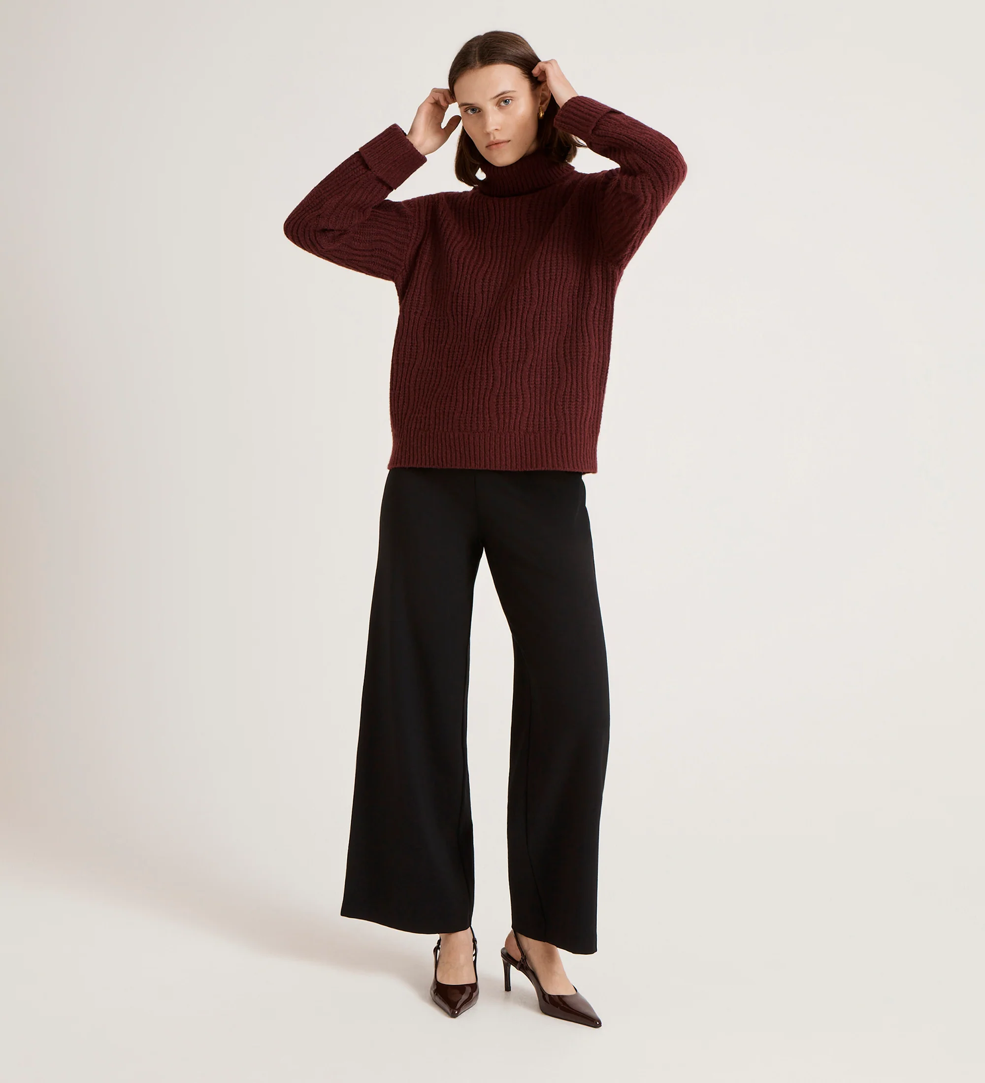 Albie Burgundy Roll Neck Jumper - Image 5