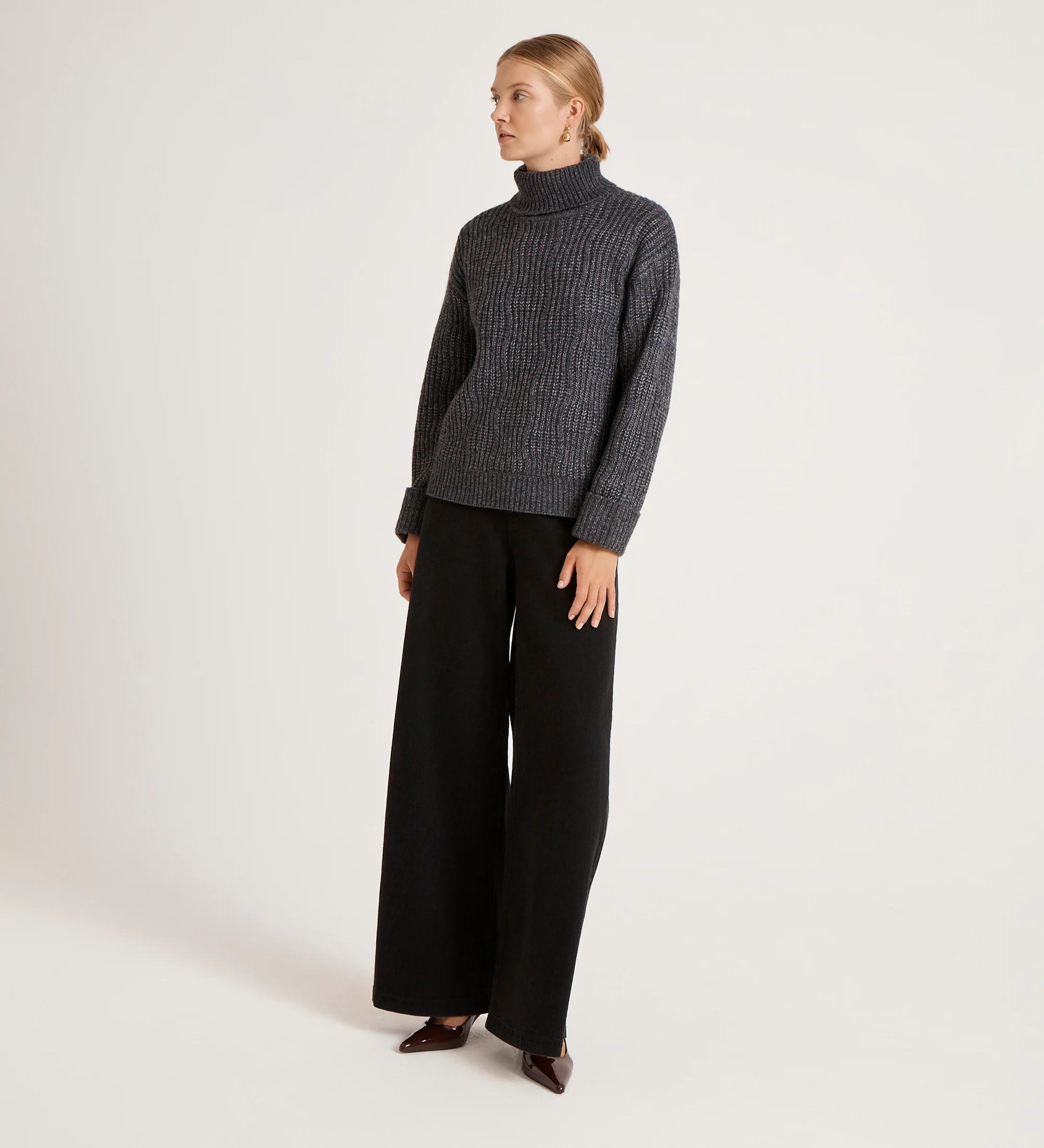 Albie Charcoal Roll Neck Jumper - Image 4