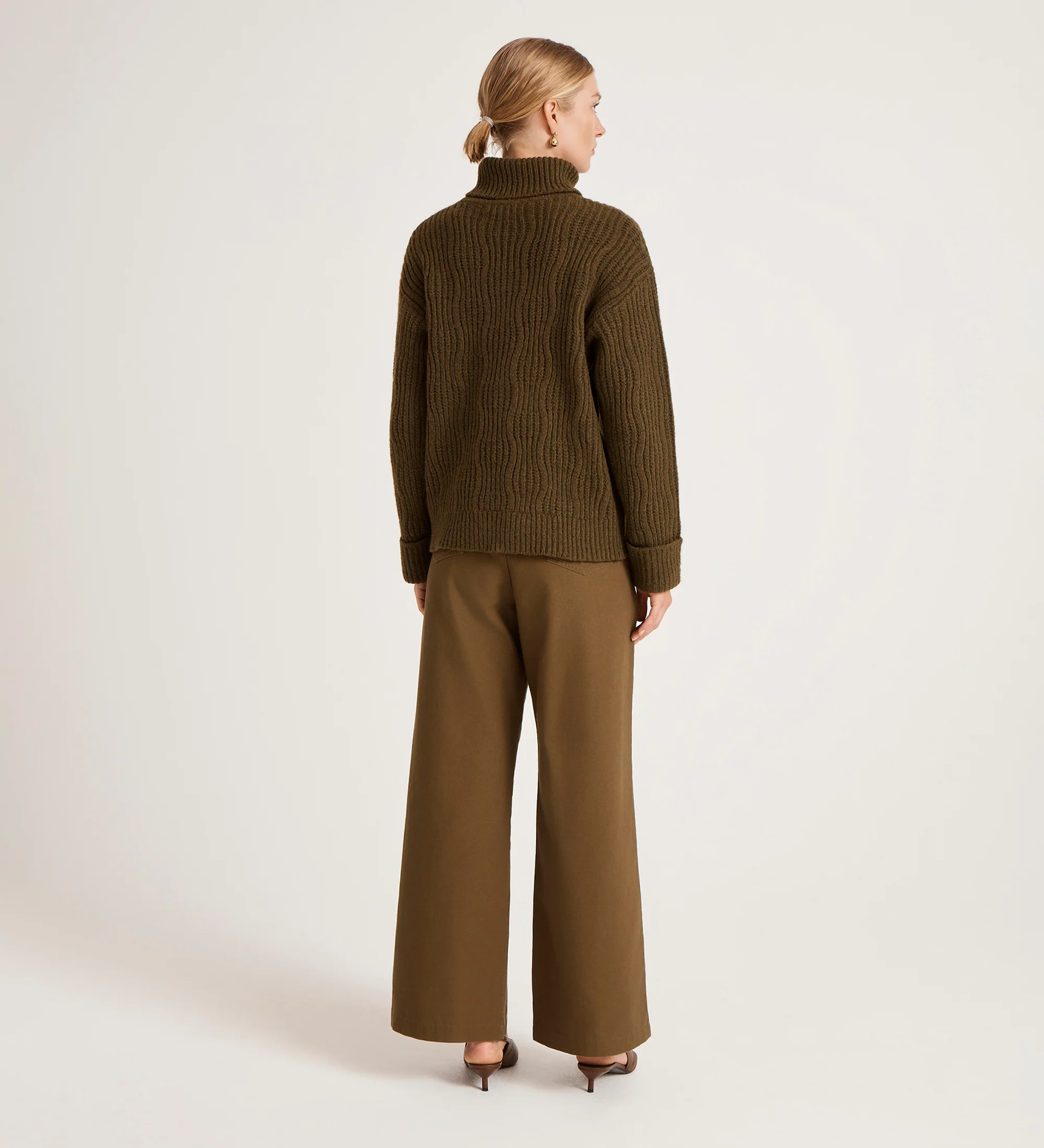 Albie Khaki Roll Neck Jumper - Image 4