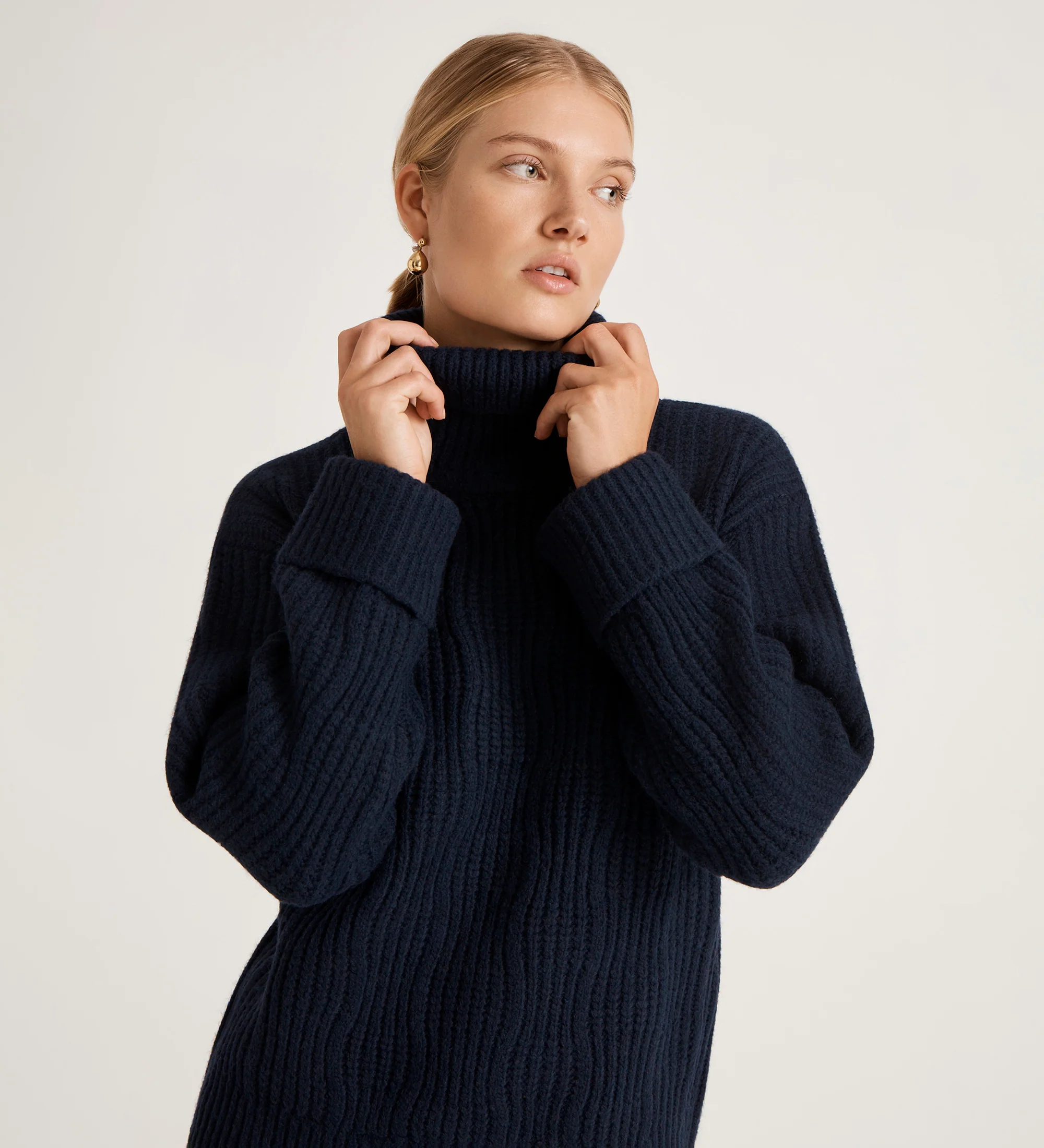 Albie Navy Roll Neck Jumper - Image 3