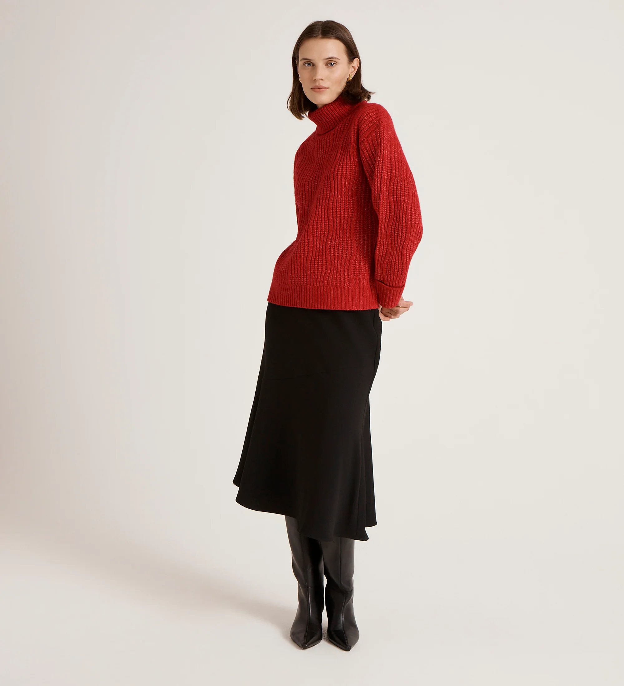 Albie Red Roll Neck Jumper - Image 4