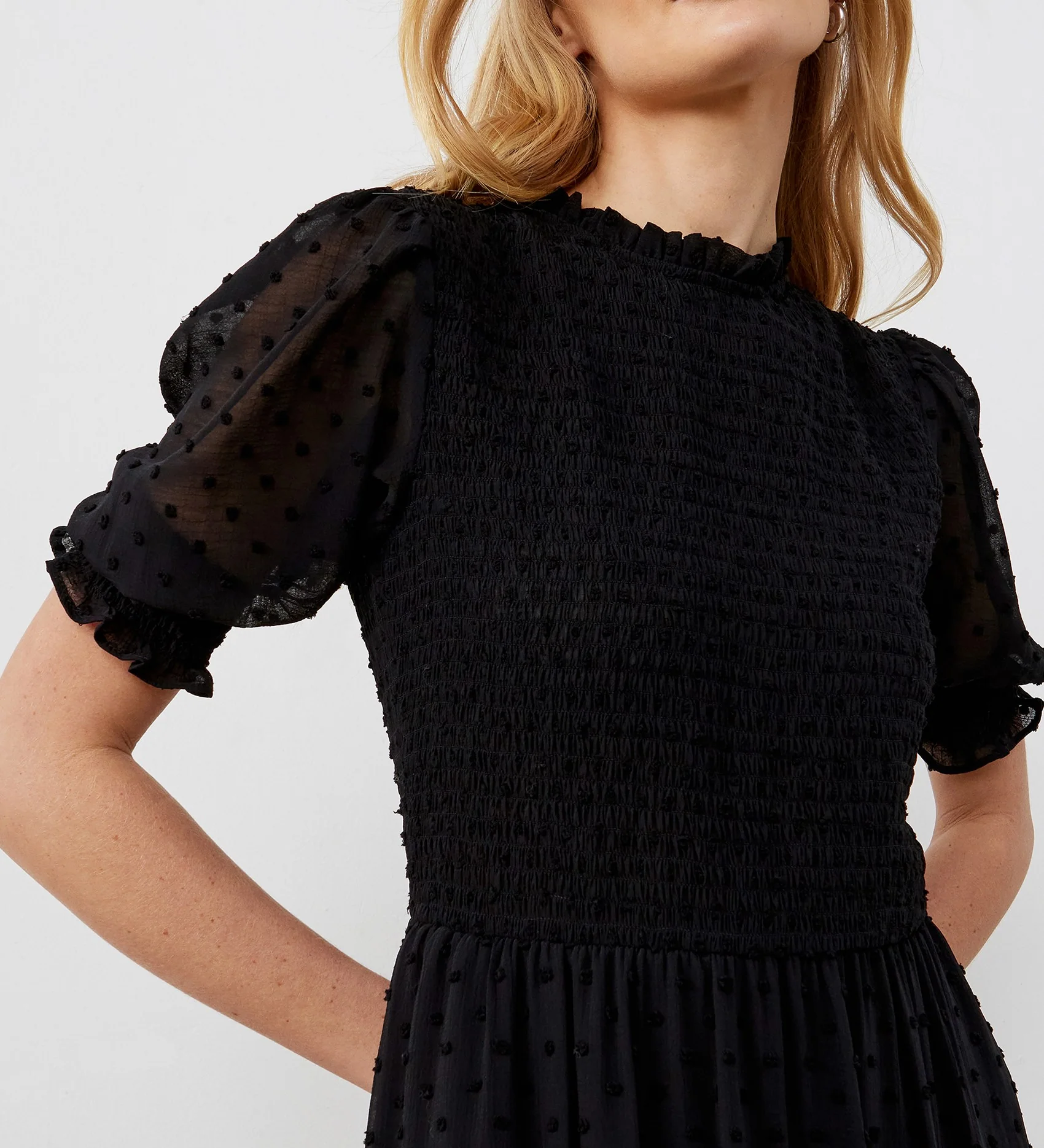 Amelia Black Georgette Midi Dress - Image 2