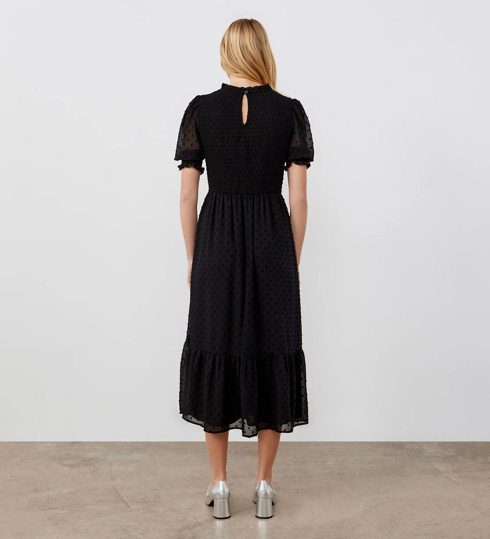 Amelia Black Georgette Midi Dress - Image 5
