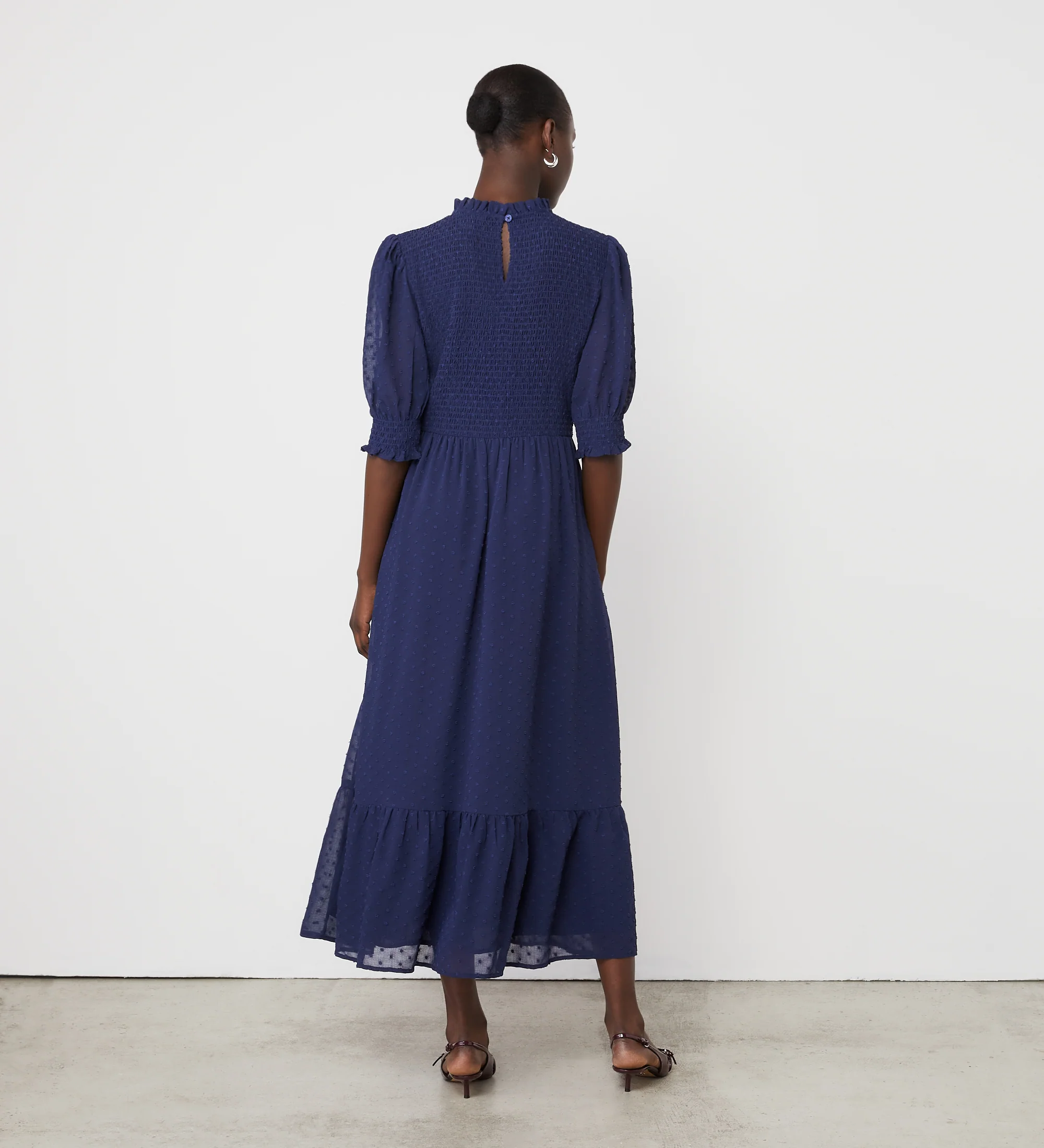 Amelia Navy Chiffon Midi Dress - Image 4