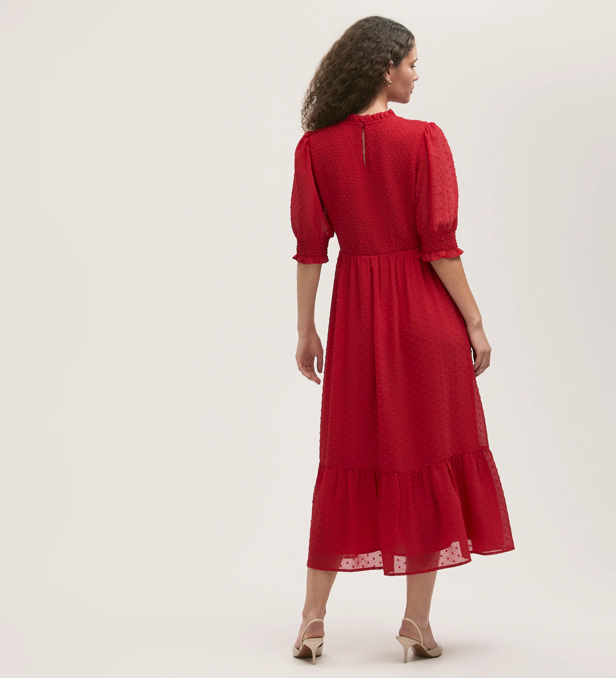 Amelia Red Chiffon Dress - Image 4