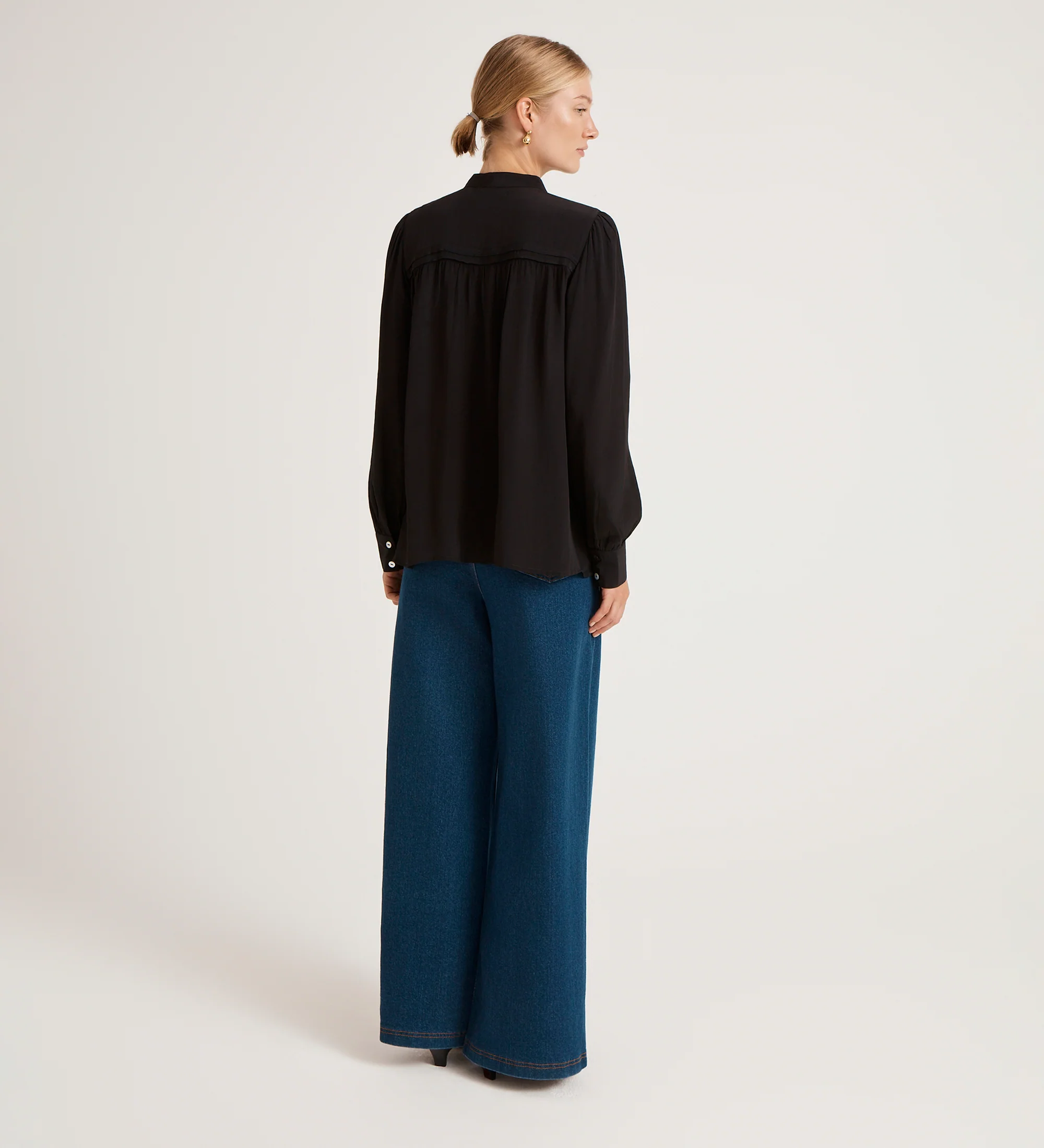 Andrea Black Crepe Blouse - Image 4