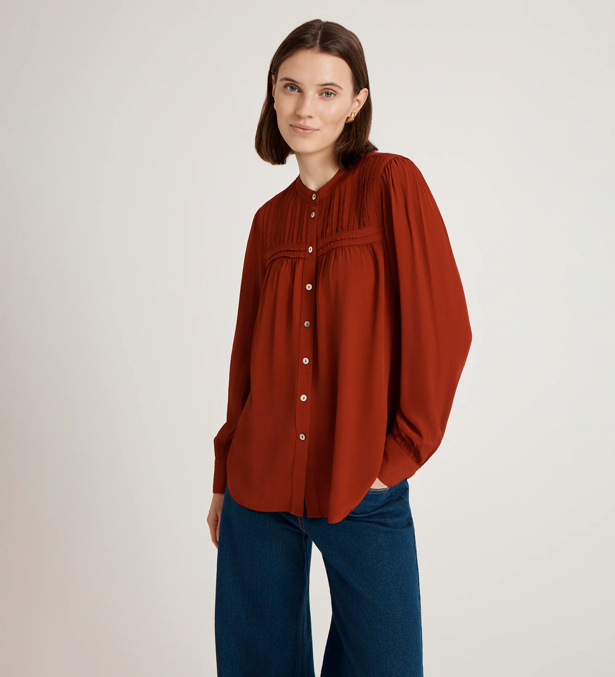 Andrea Red Crepe Blouse - Image 3
