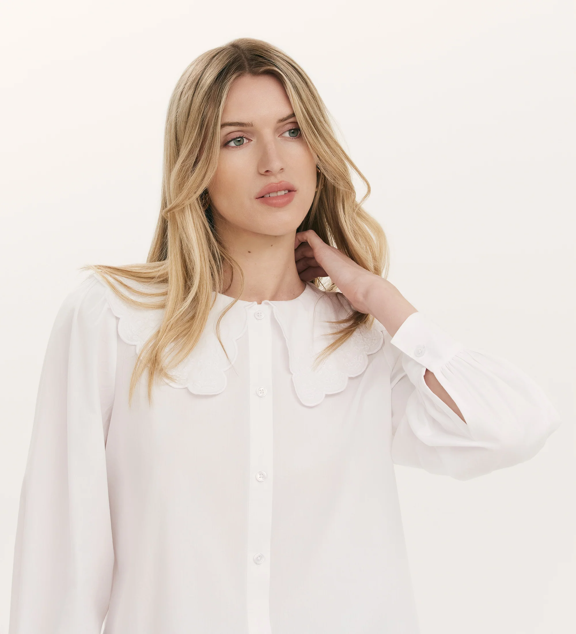 Ansley White Cotton Shirt - Image 3
