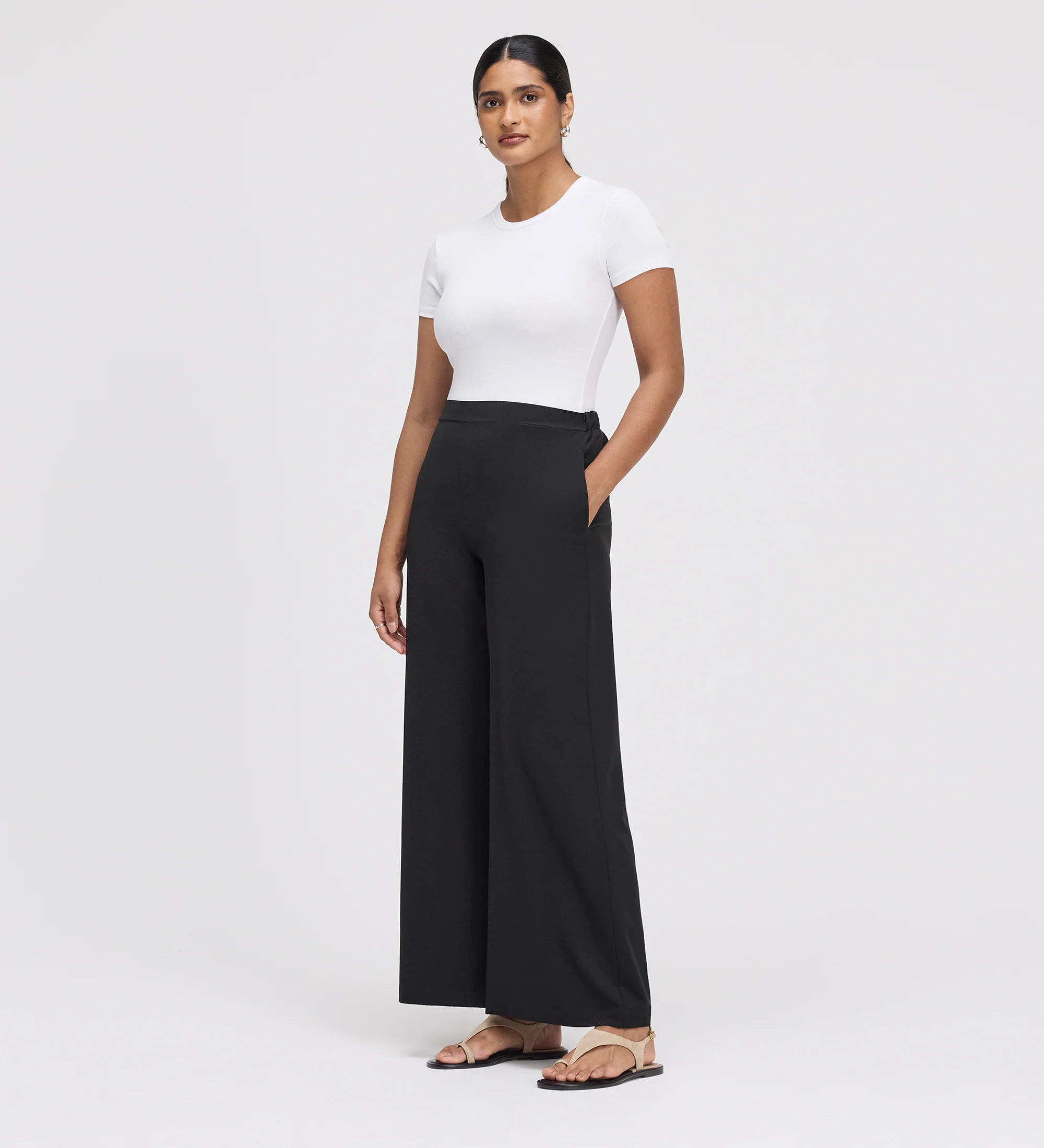 Apollo Black Wide Leg Tailored Trousers - Image 3