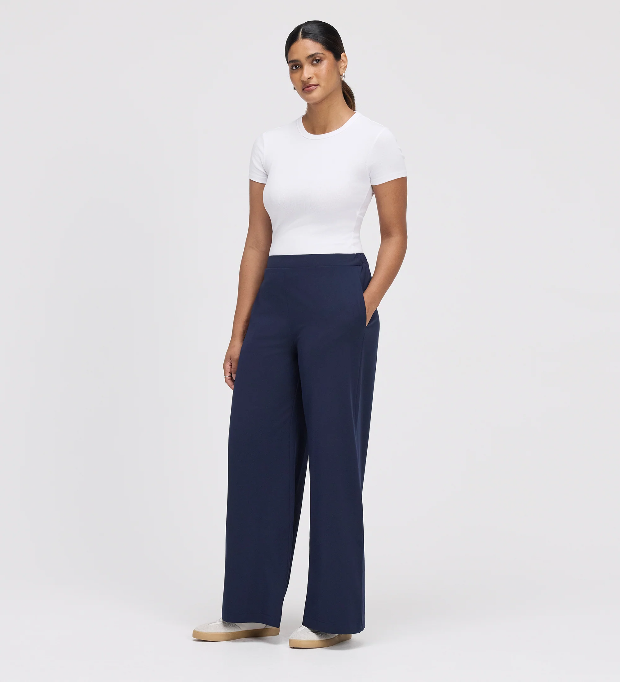 Apollo Navy Wide Leg Tailored Trousers - Image 5
