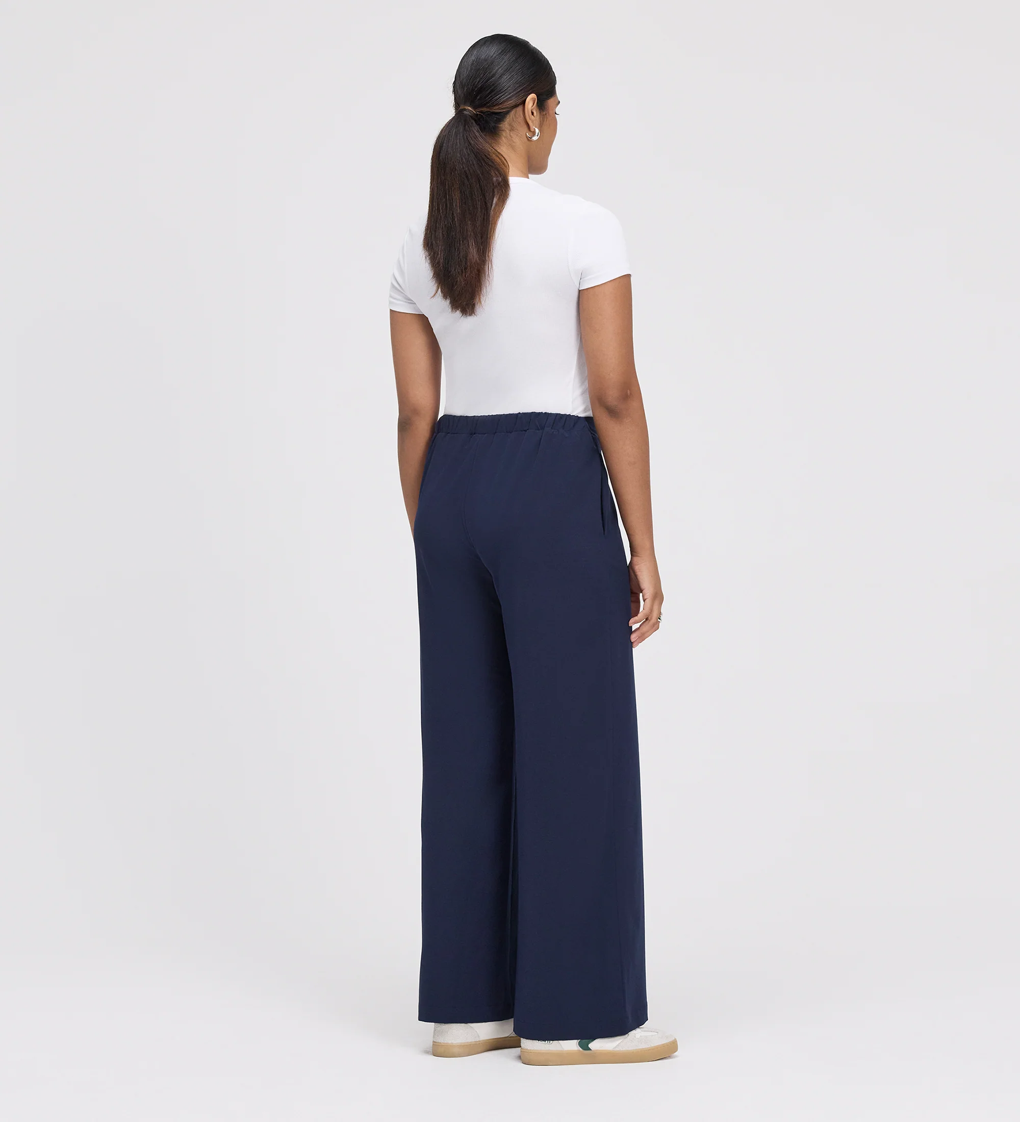 Apollo Navy Wide Leg Tailored Trousers - Image 6