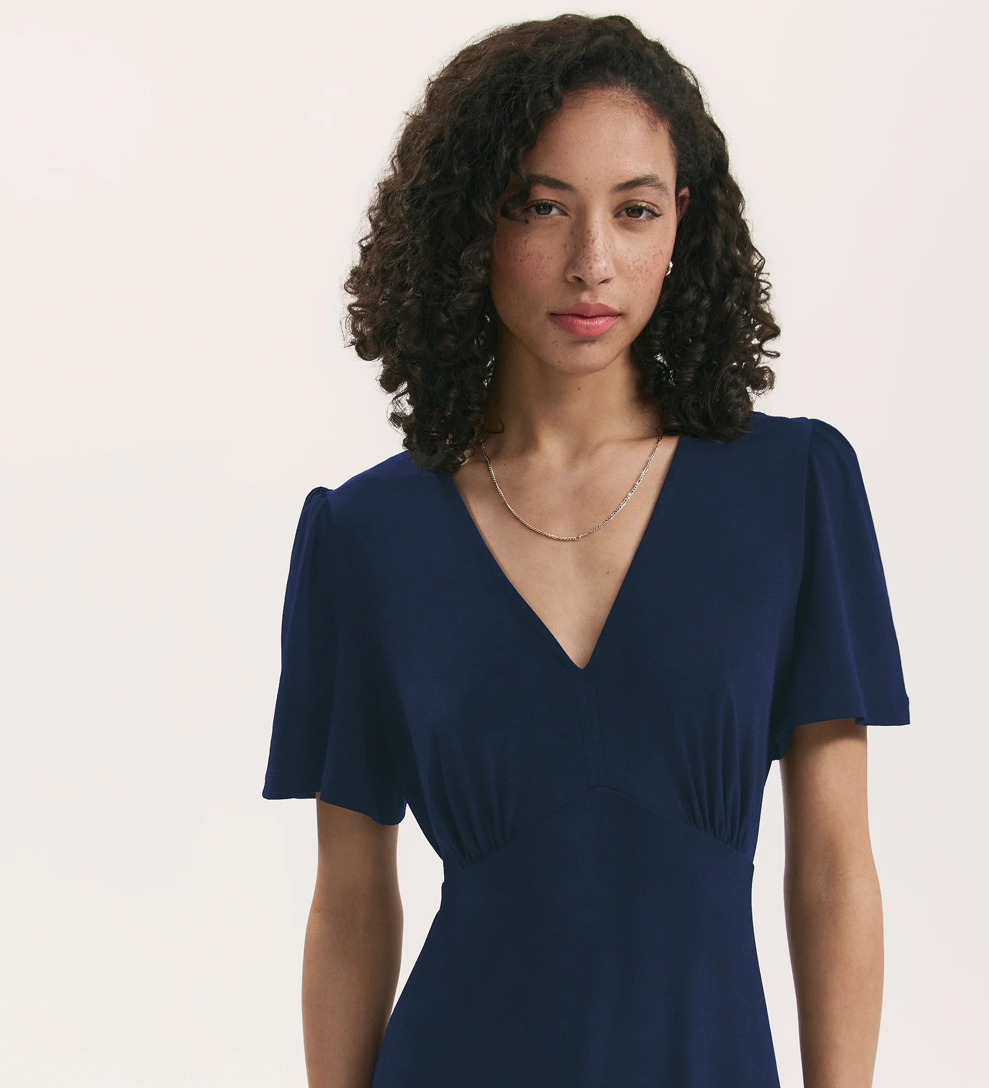 April Navy Jersey Midi Dress - Image 2