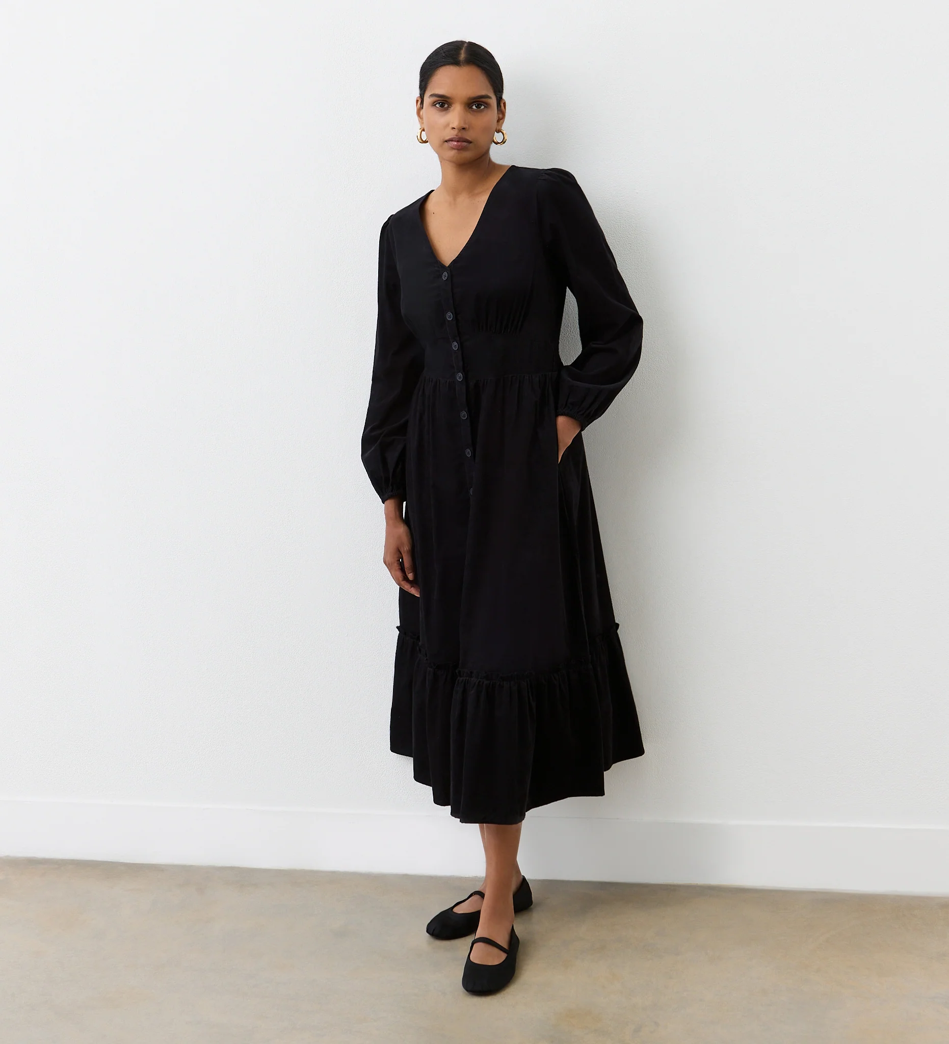 Arizona Black Corduroy Midi Dress - Image 3