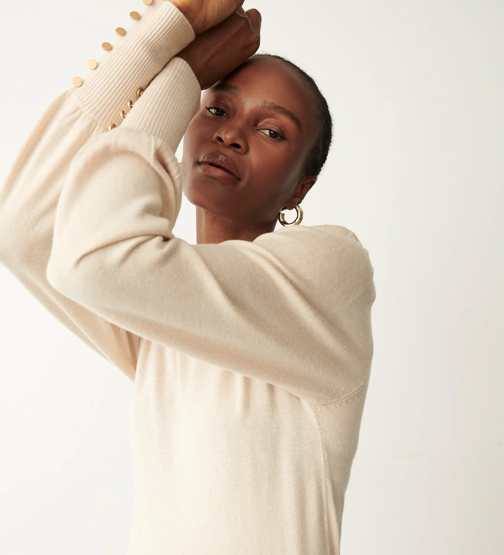 Avery Ivory Knitted Crew Jumper - Image 3