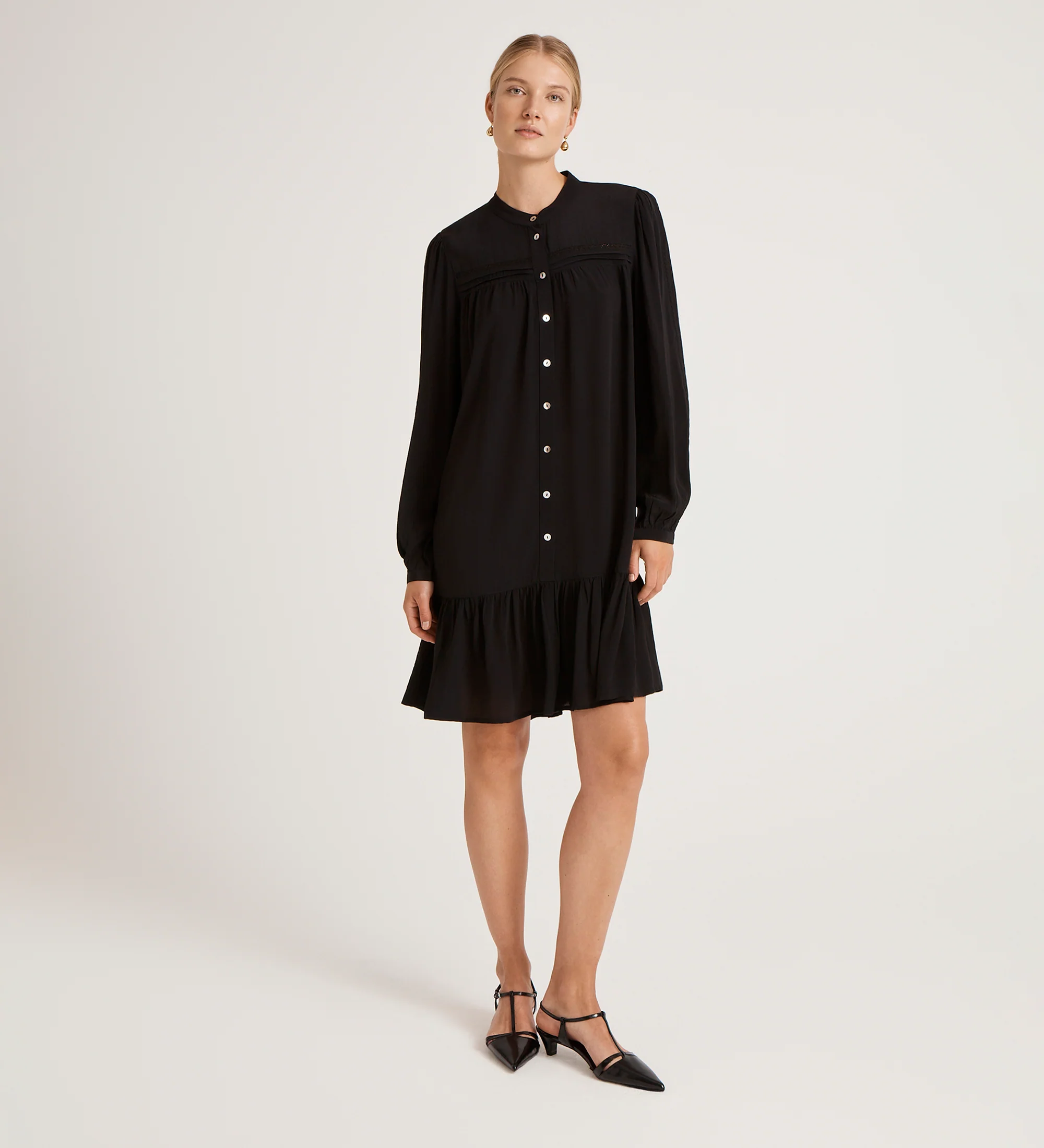 Beccy Black Crepe Short Dress - Image 2