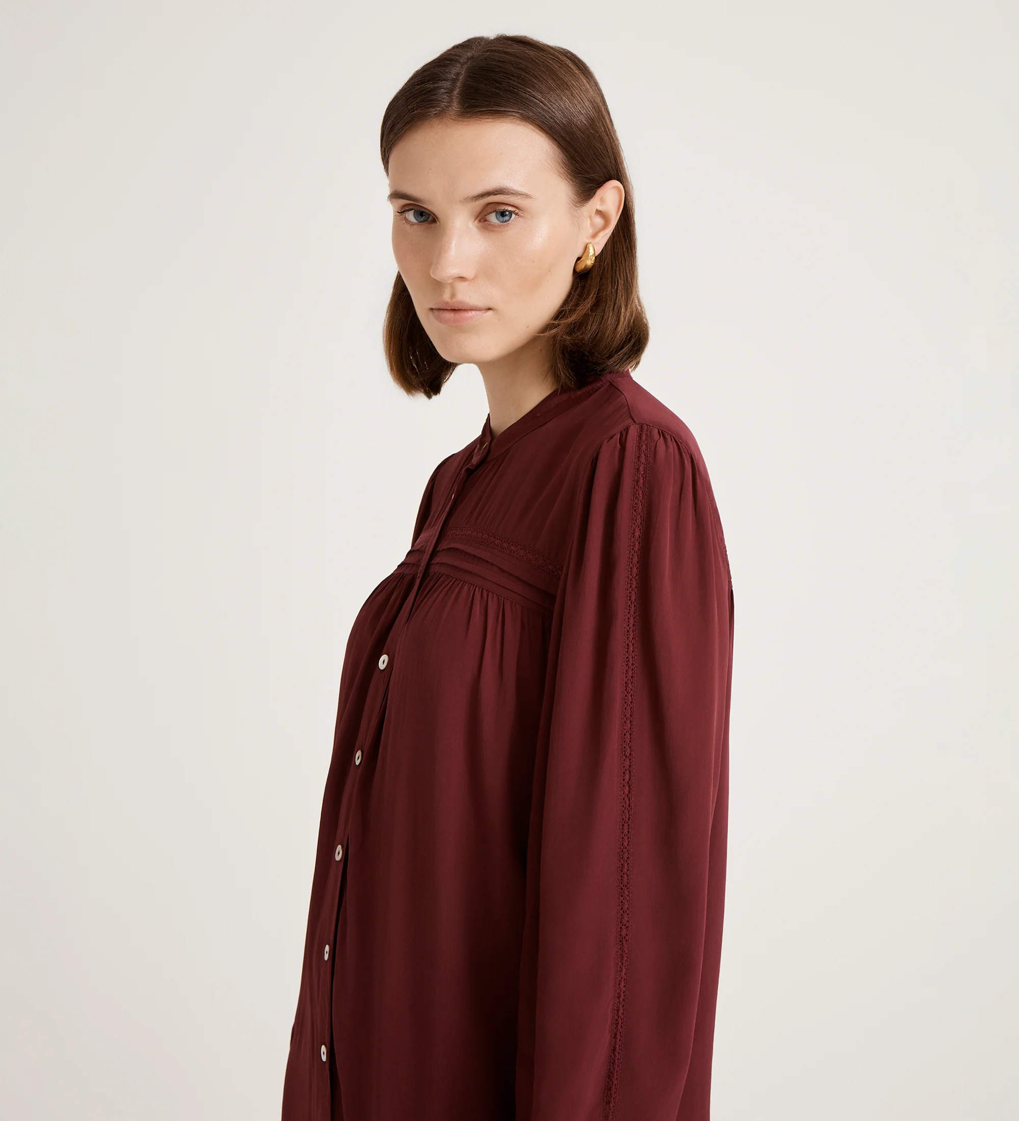 Beccy Burgundy Crepe Short Dress - Image 3