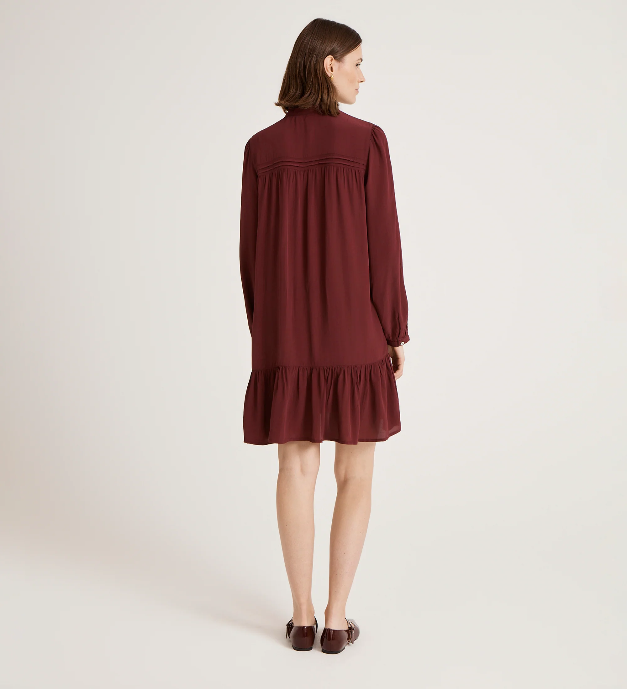 Beccy Burgundy Crepe Short Dress - Image 5