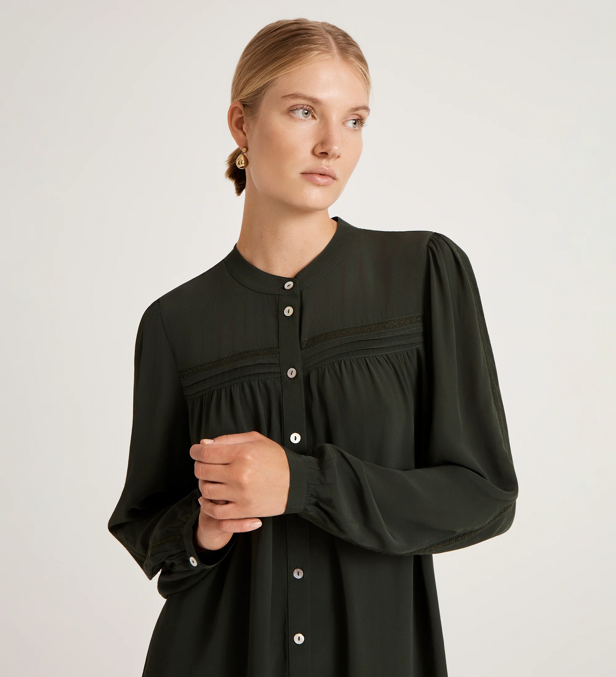 Beccy Forest Green Crepe Short Dress - Image 2