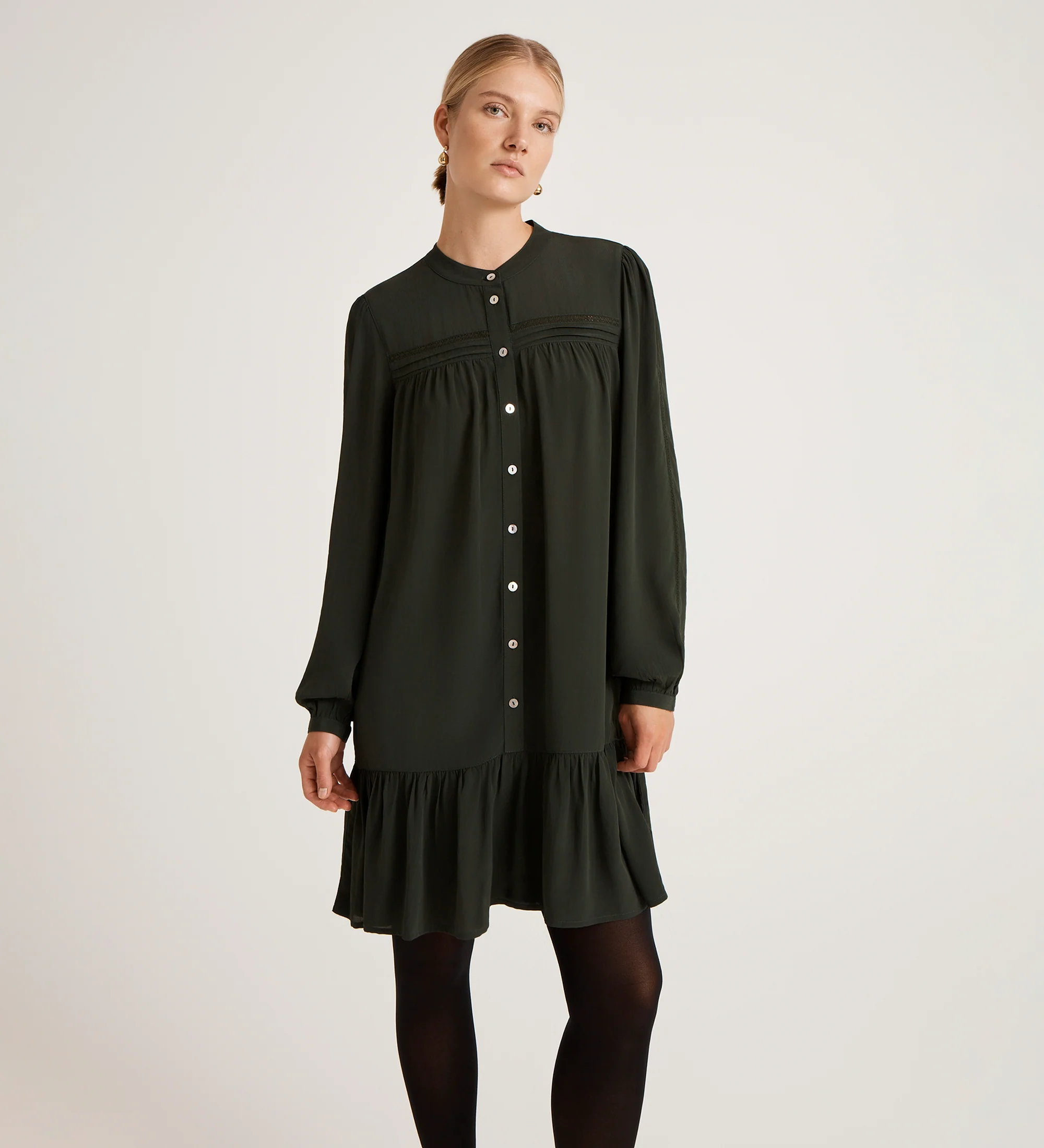 Beccy Forest Green Crepe Short Dress - Image 3