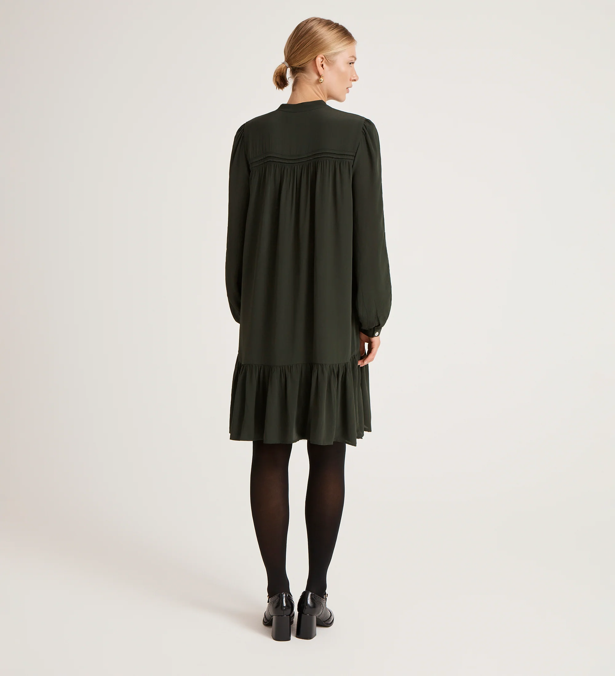 Beccy Forest Green Crepe Short Dress - Image 5