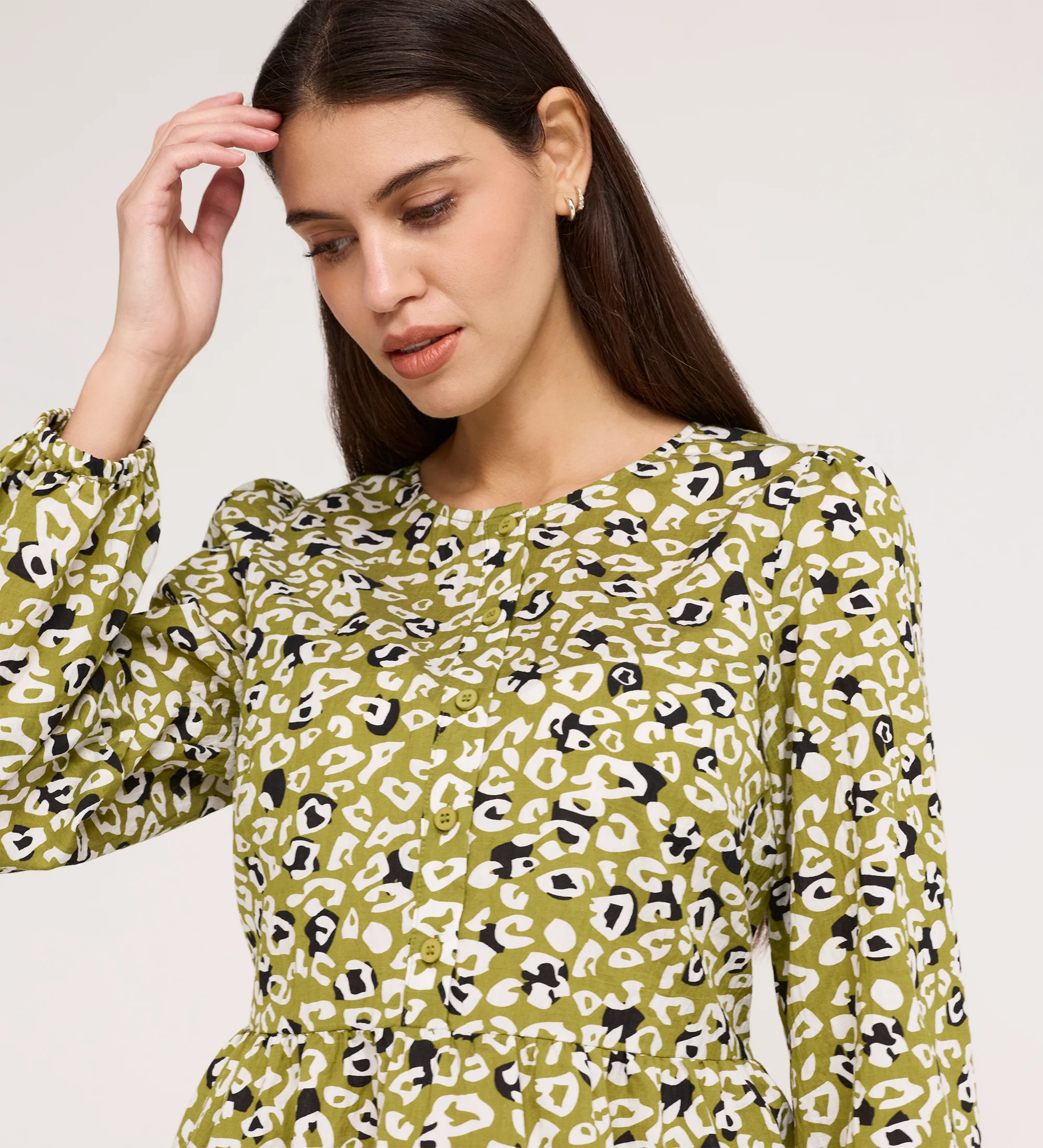 Bel Green Leopard Cotton Blouse - Image 3
