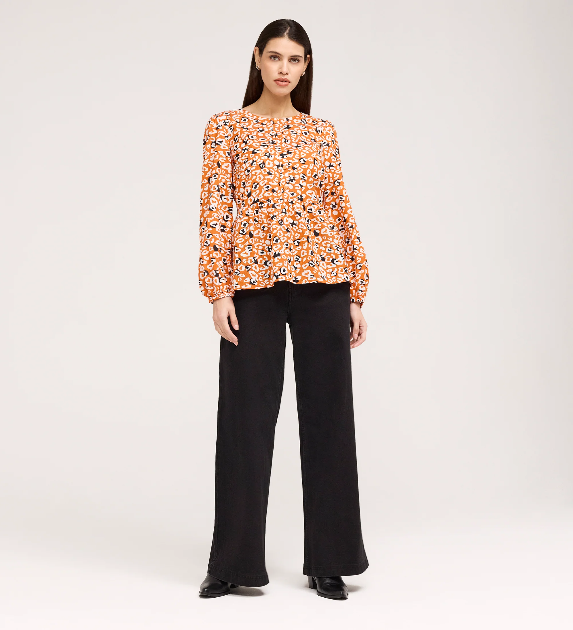 Bel Orange Leopard Cotton Blouse - Image 2