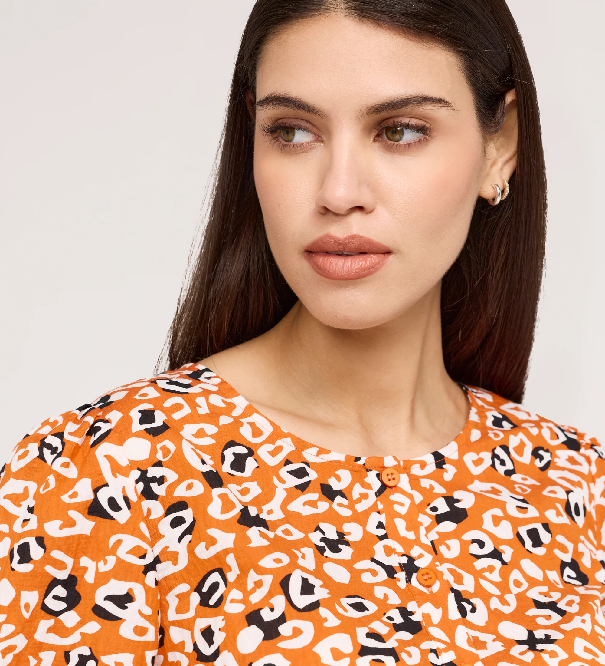 Bel Orange Leopard Cotton Blouse - Image 4