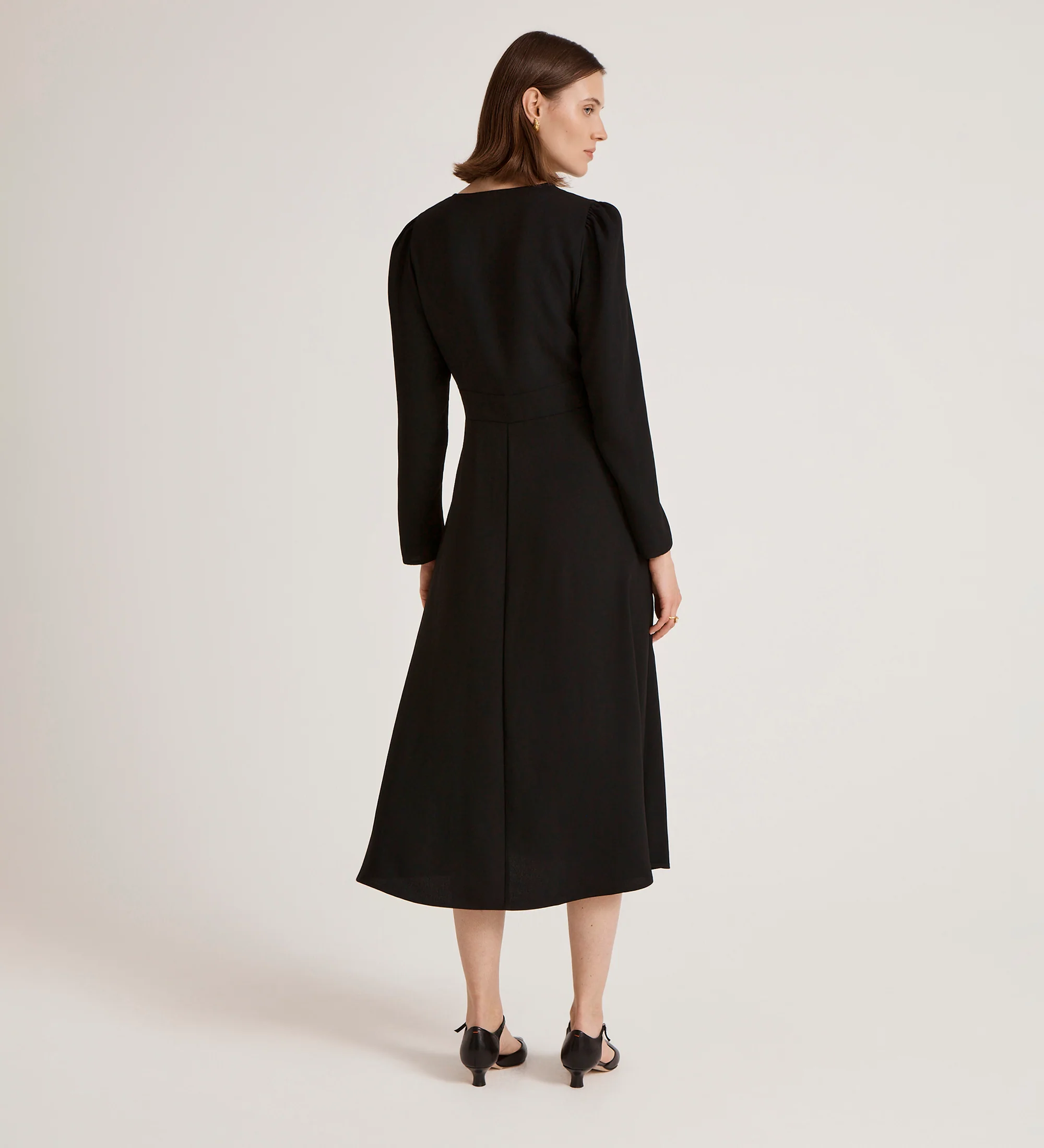 Caley Black Crepe Midi Dress - Image 4