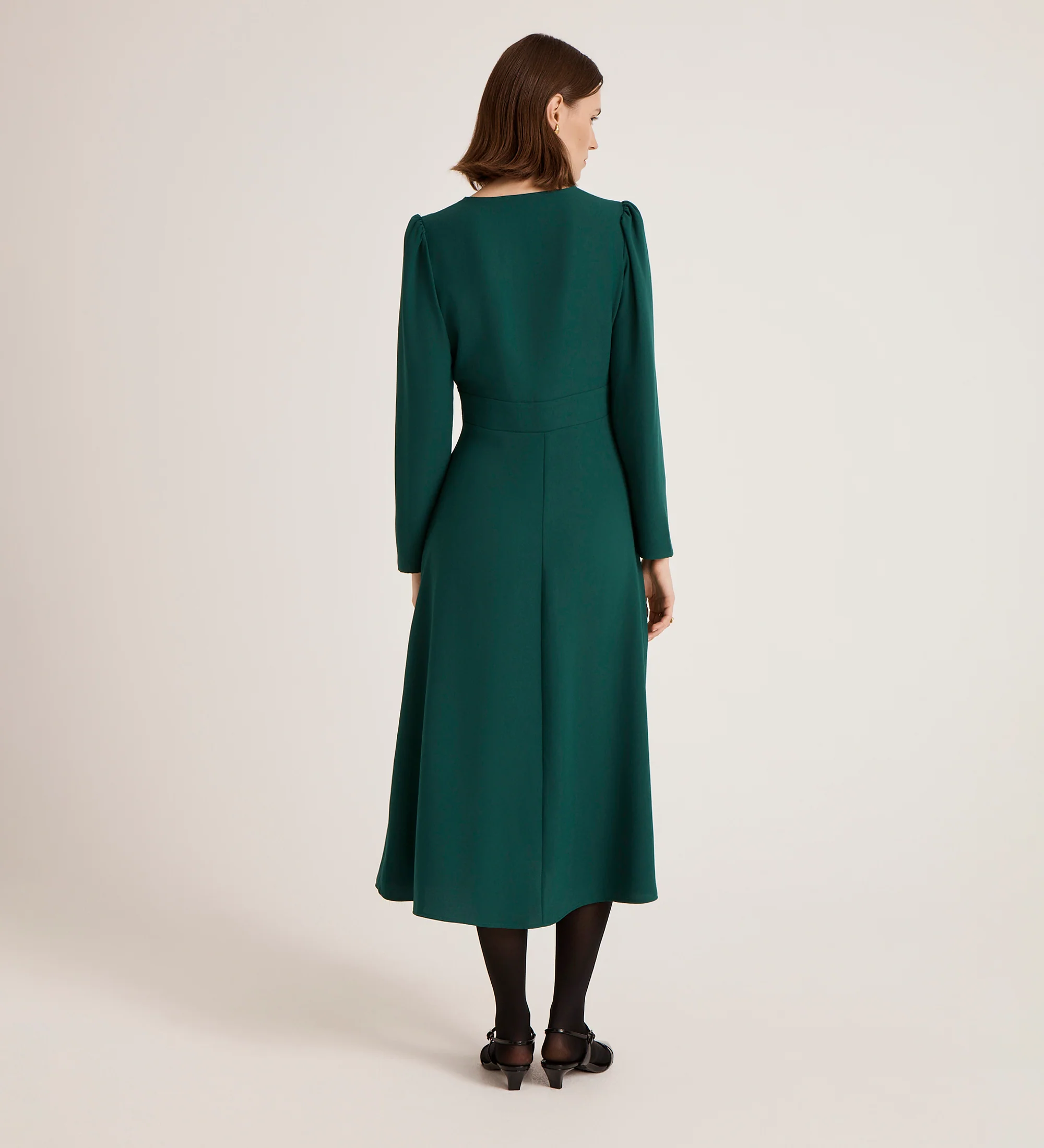 Caley Bottle Green Crepe Midi Dress - Image 4