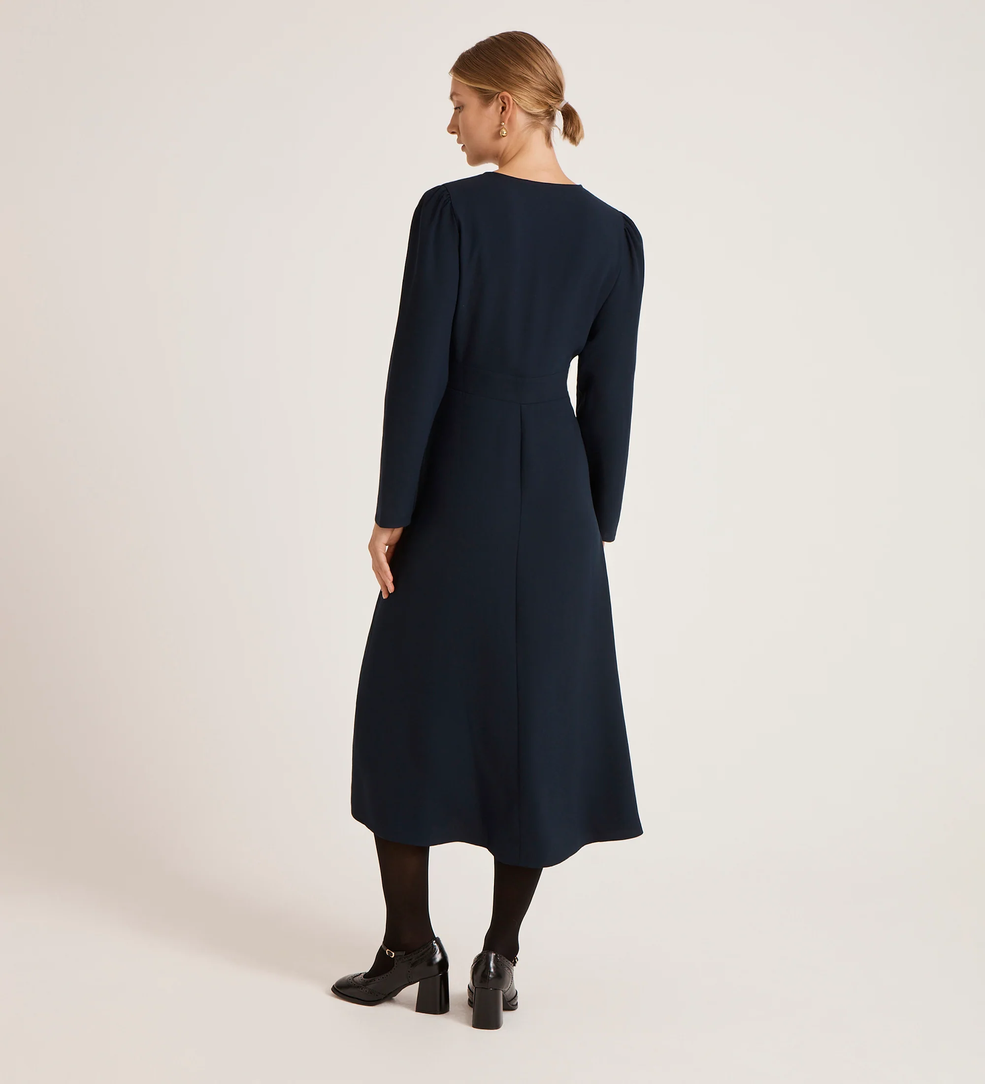 Caley Navy Crepe Midi Dress - Image 4