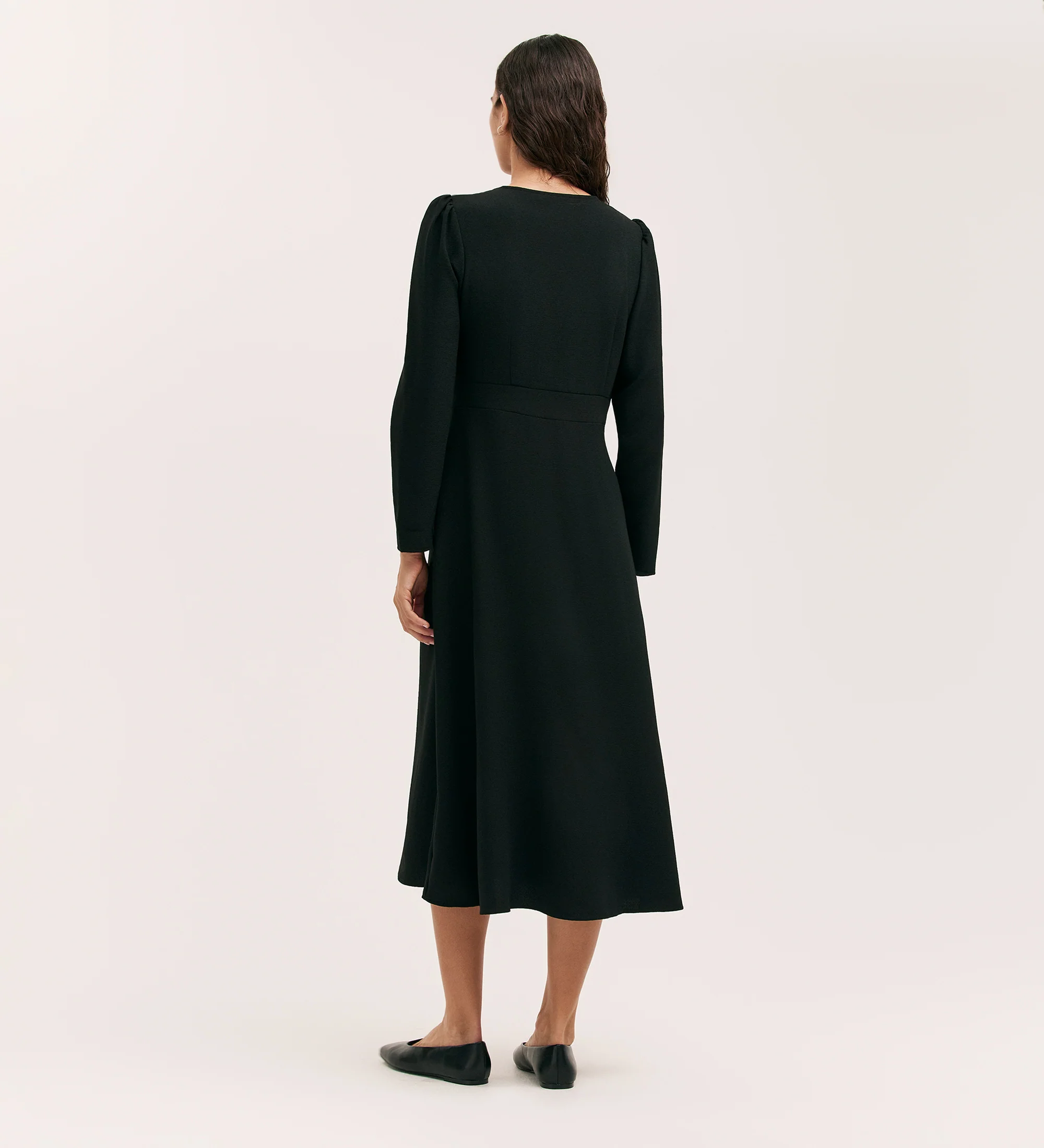 Caprice Black Crepe Midi Dress - Image 4